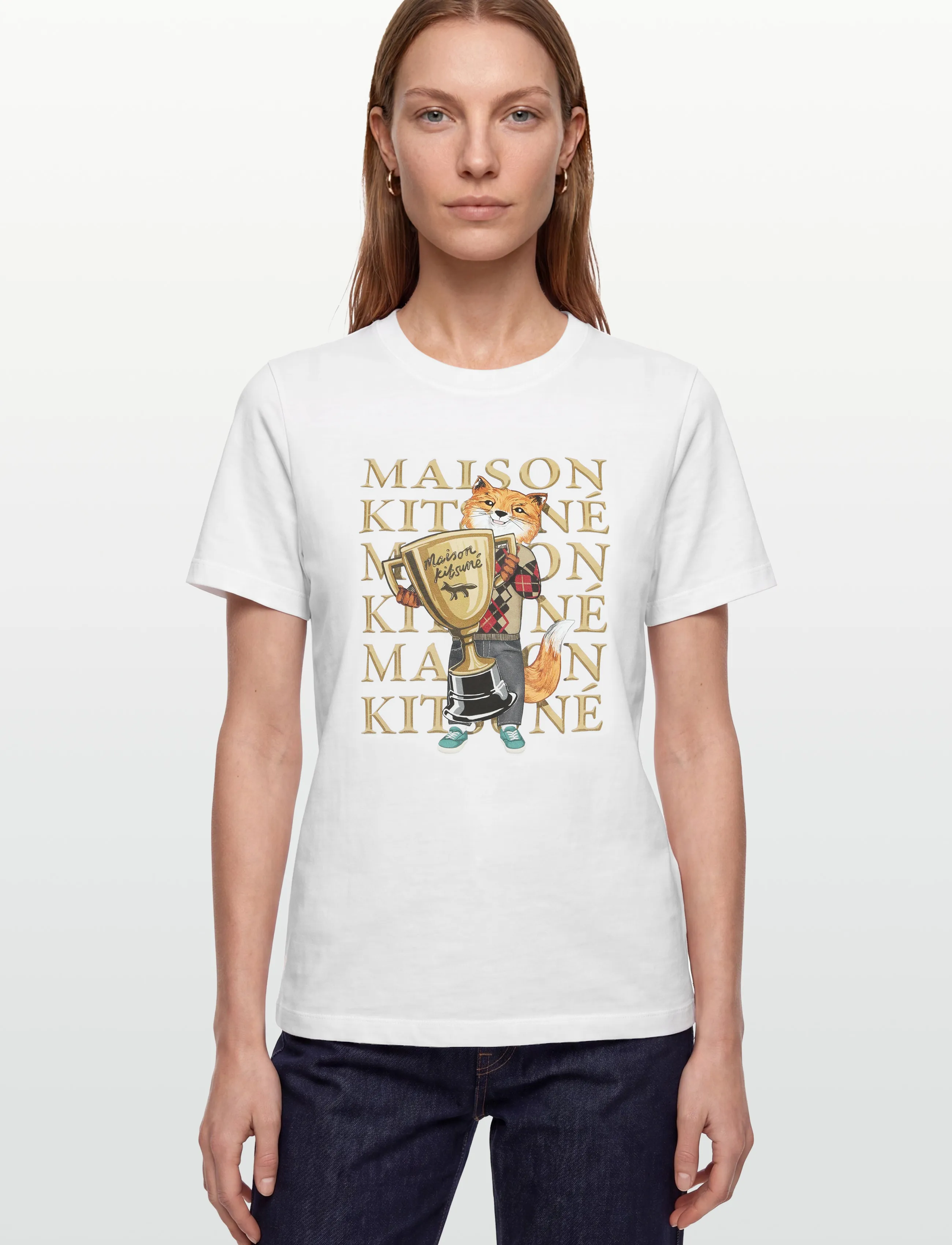Maison Kitsune - FOX CHAMPION REGULAR TEE-SHIRT - t-särgid - white - 3