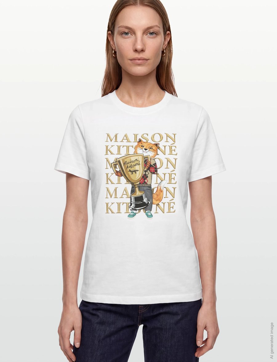 Maison Kitsune - FOX CHAMPION REGULAR TEE-SHIRT - t-shirts - white - 3