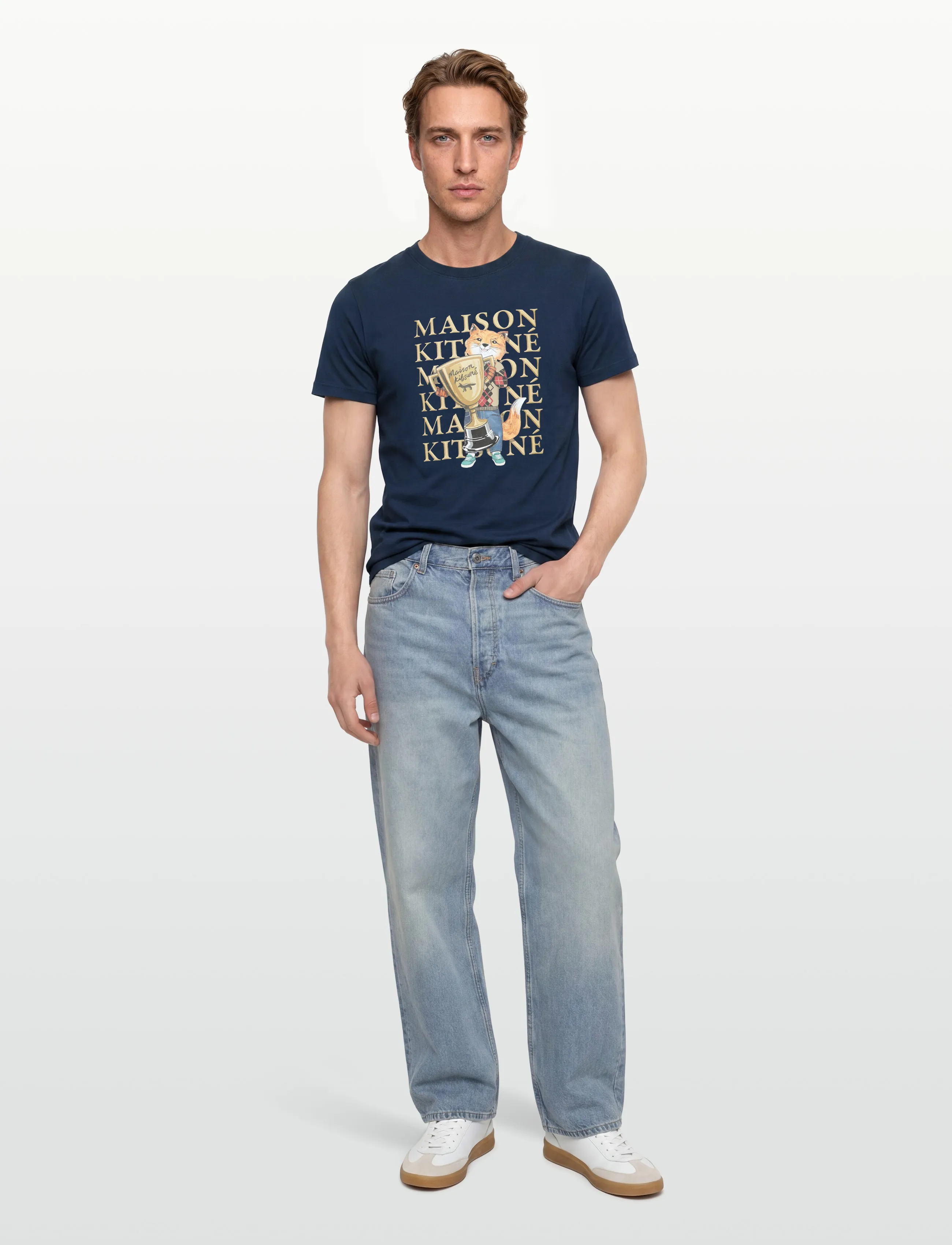Maison Kitsune FOX CHAMPION REGULAR TEE-SHIRT - T-Shirts & Tops - NAVY / navy