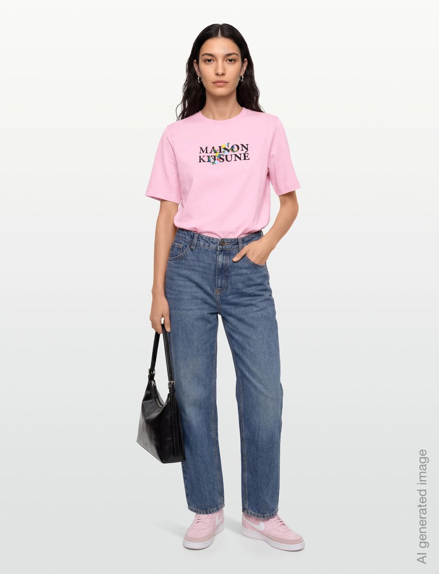 Maison Kitsune - MAISON KITSUNE FLOWERS COMFORT TEE-SHIRT - t-shirts - pale pink - 0