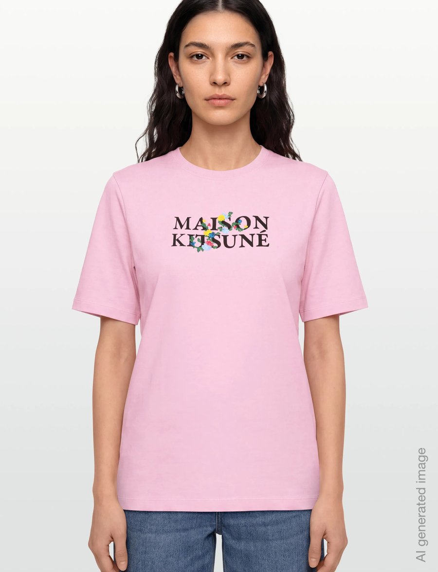 Maison Kitsune - MAISON KITSUNE FLOWERS COMFORT TEE-SHIRT - t-shirts - pale pink - 3