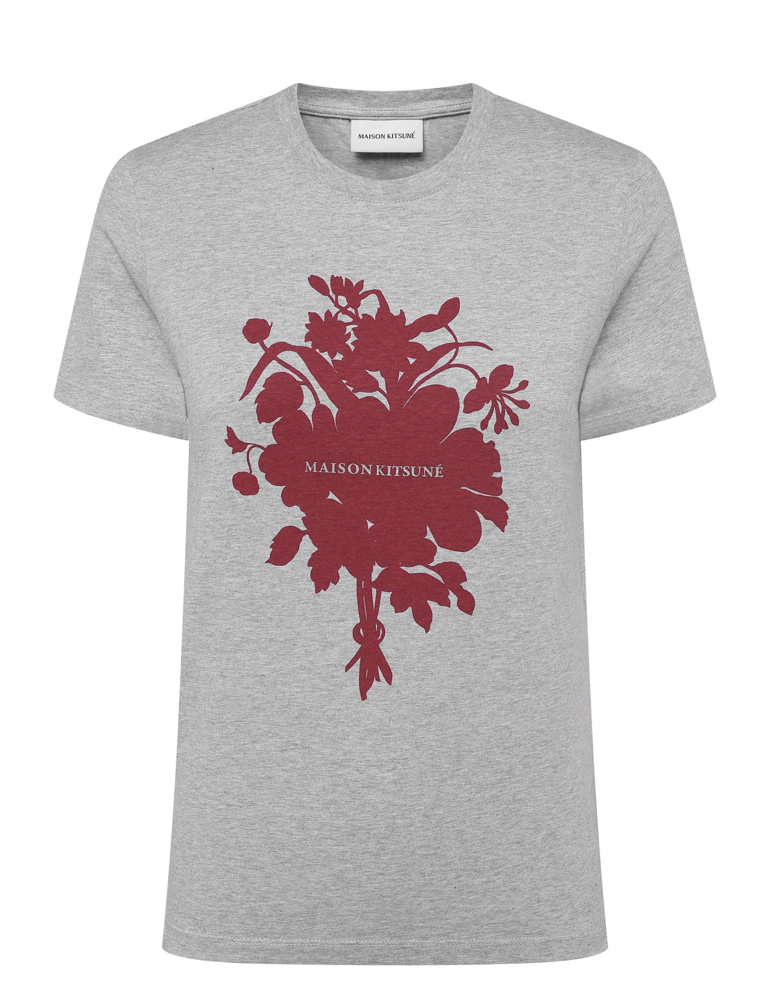 Maison Kitsune FESTIVE FLOWER BOUQUET REGULAR TEE-SHIRT - T-shirts - LIGHT GREY MELANGE / grey
