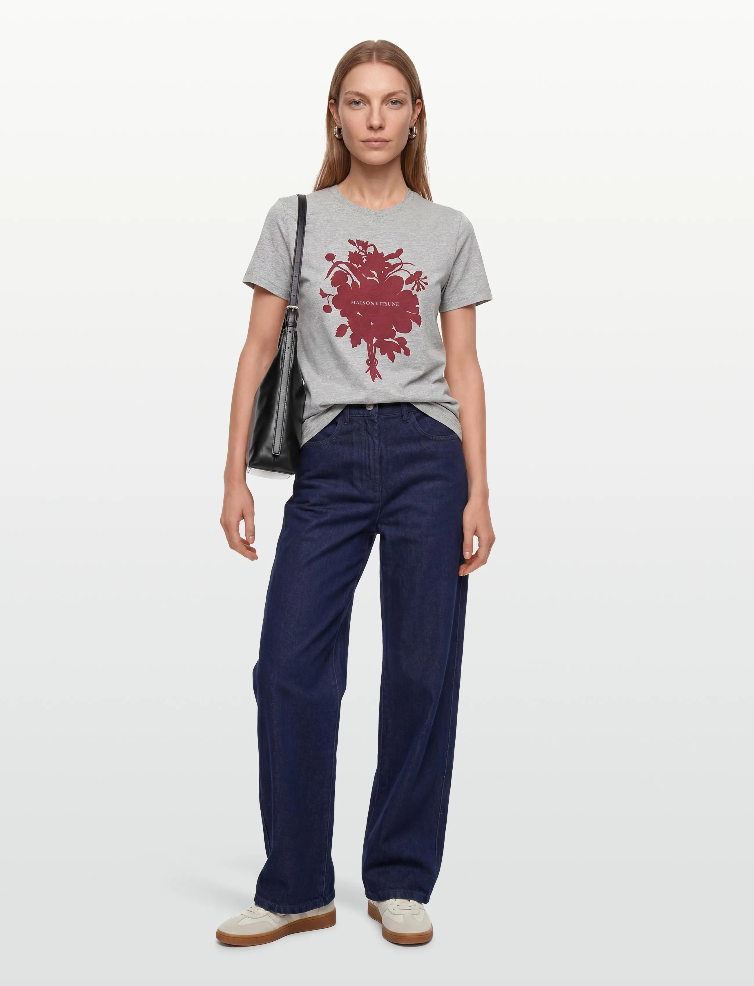 Maison Kitsune Festive Flower Bouquet Regular Tee-Shirt, M, T-shirts & Oberteile, Grau - Short-sleeved, Frauen