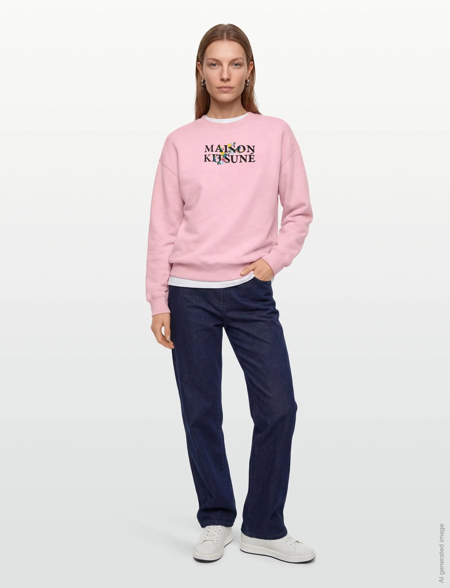 Maison Kitsune - MAISON KITSUNE FLOWERS COMFORT SWEATSHIRT - vardagsstil - pale pink - 0