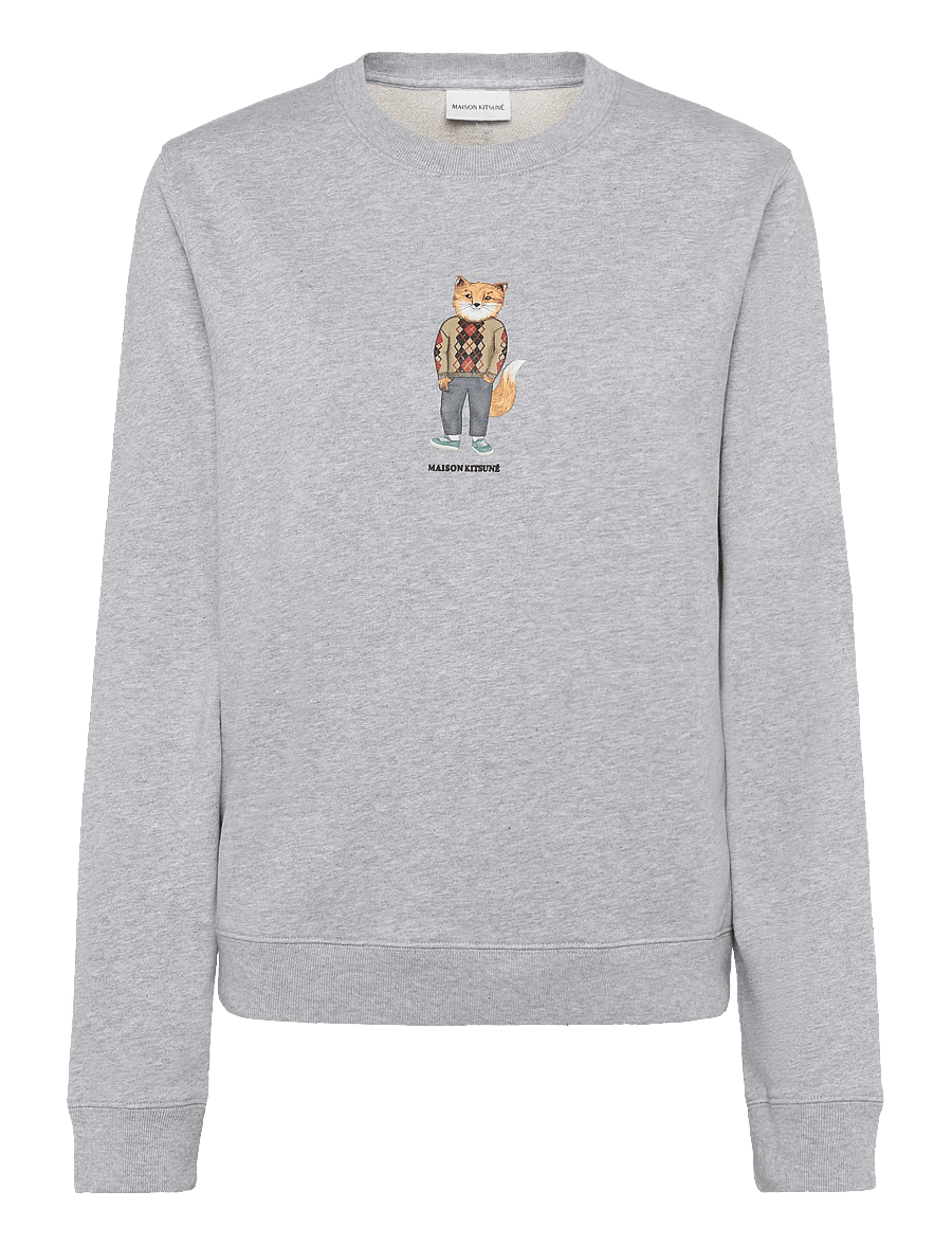 Maison Kitsune - DRESSED FOX REGULAR SWEATSHIRT - sweatshirts - light grey melange - 0