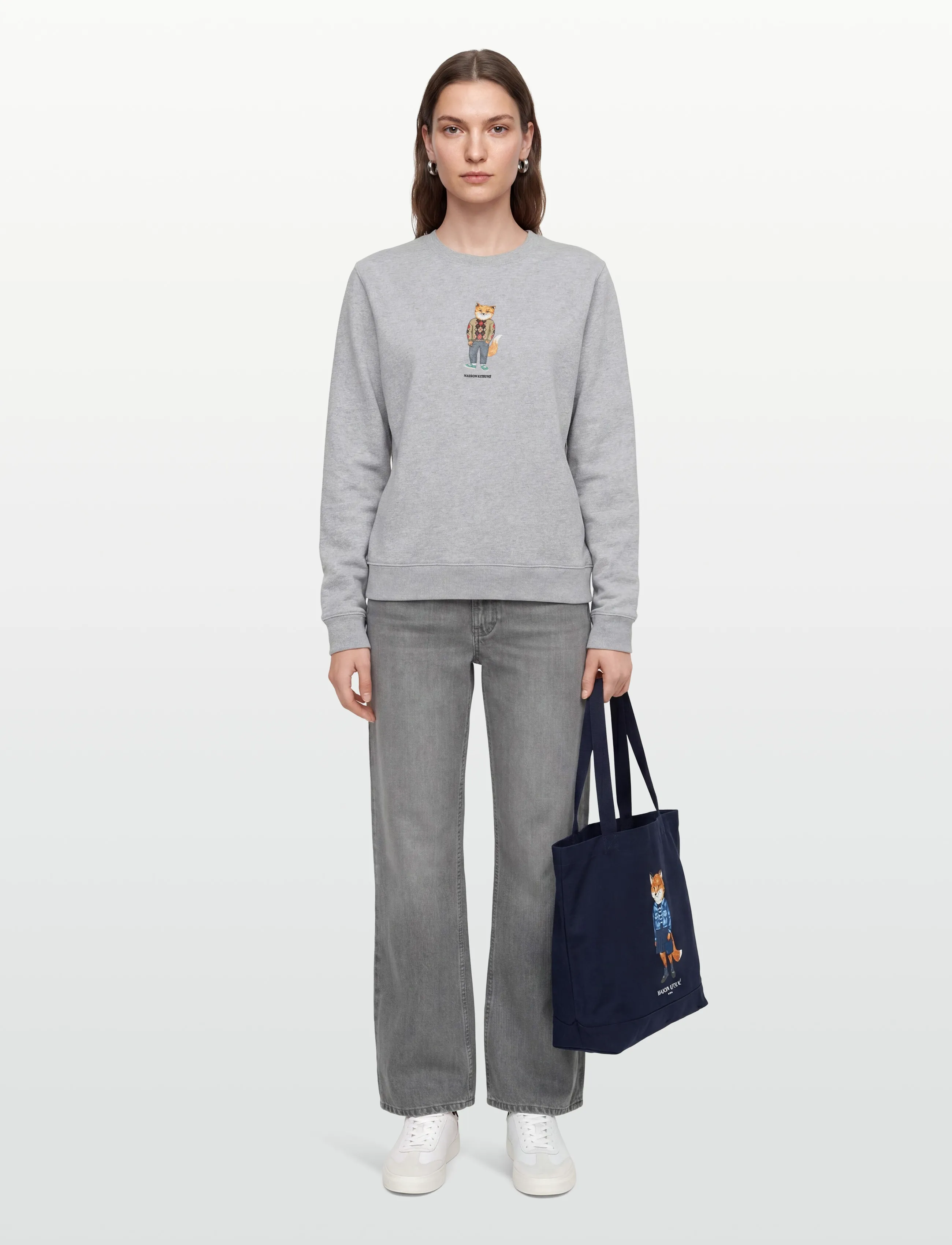 Maison Kitsune - DRESSED FOX REGULAR SWEATSHIRT - sweatshirts - light grey melange - 0