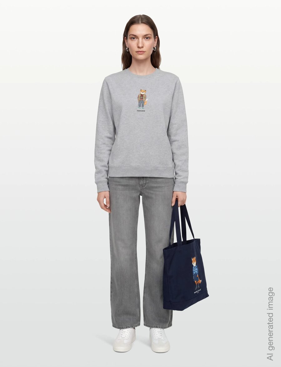 Maison Kitsune - DRESSED FOX REGULAR SWEATSHIRT - sweatshirts - light grey melange - 0