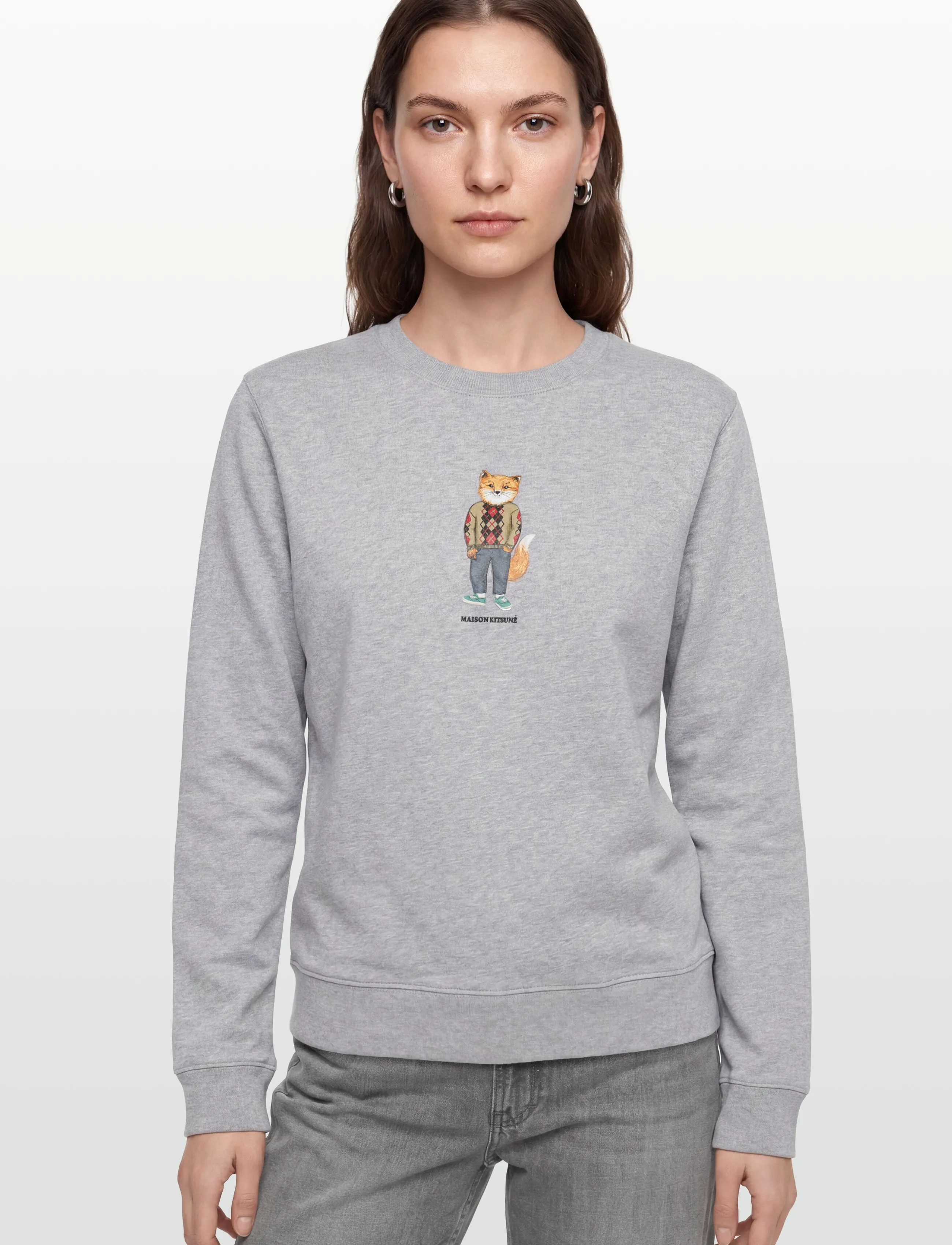 Maison Kitsune - DRESSED FOX REGULAR SWEATSHIRT - sweatshirts - light grey melange - 3