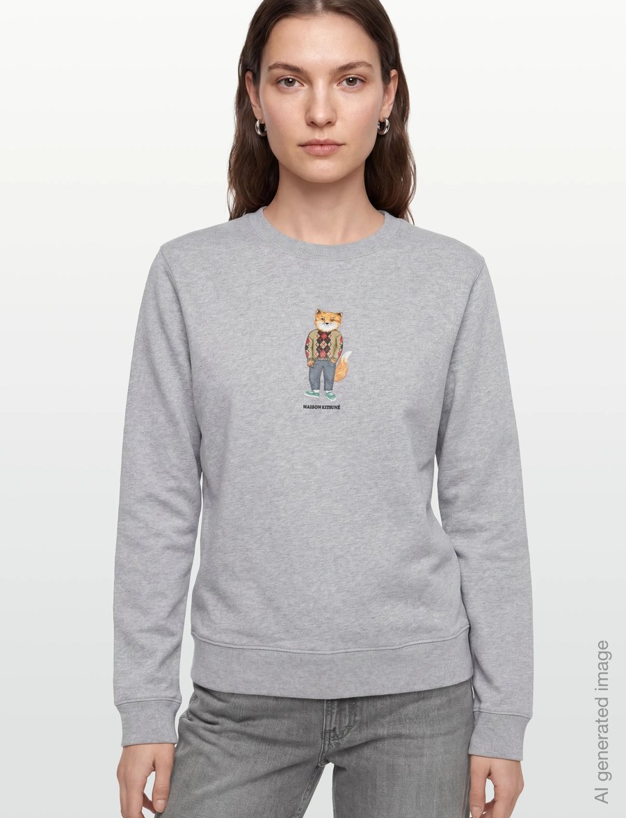 Maison Kitsune - DRESSED FOX REGULAR SWEATSHIRT - sweatshirts - light grey melange - 3