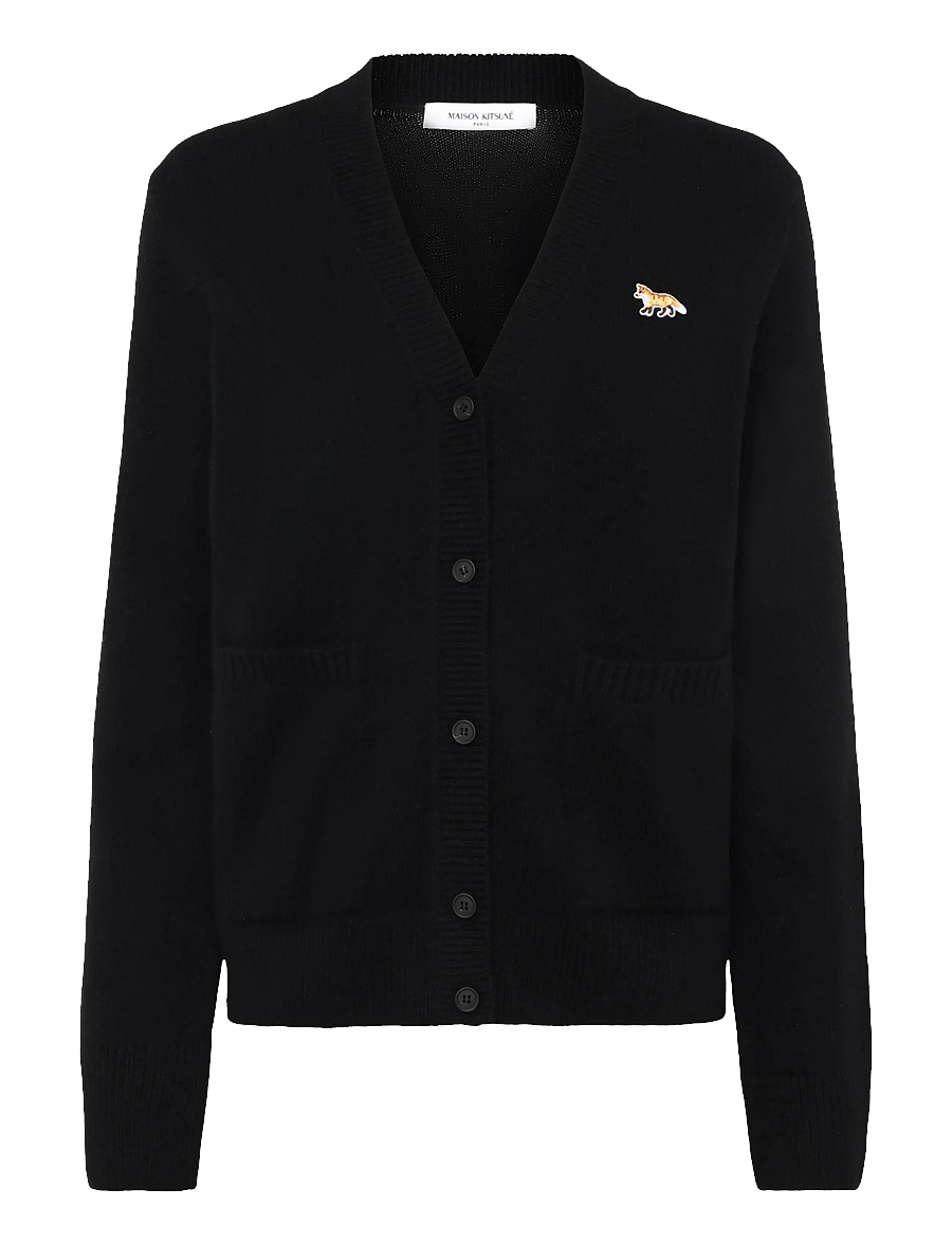 Maison Kitsune - BABY FOX PATCH BOXY CARDIGAN - cardigans - black - 0