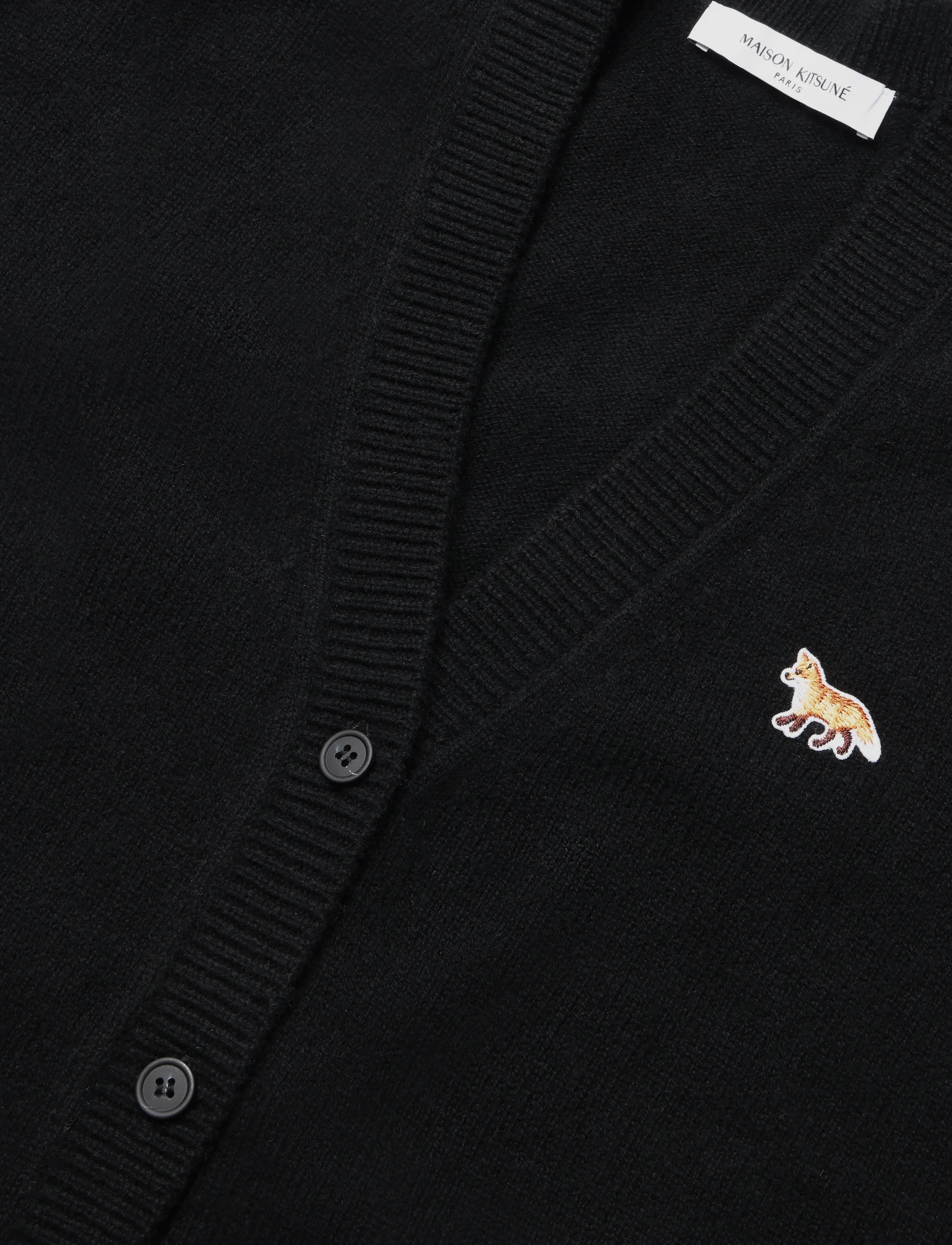 Maison Kitsune - BABY FOX PATCH BOXY CARDIGAN - cardigans - black - 2