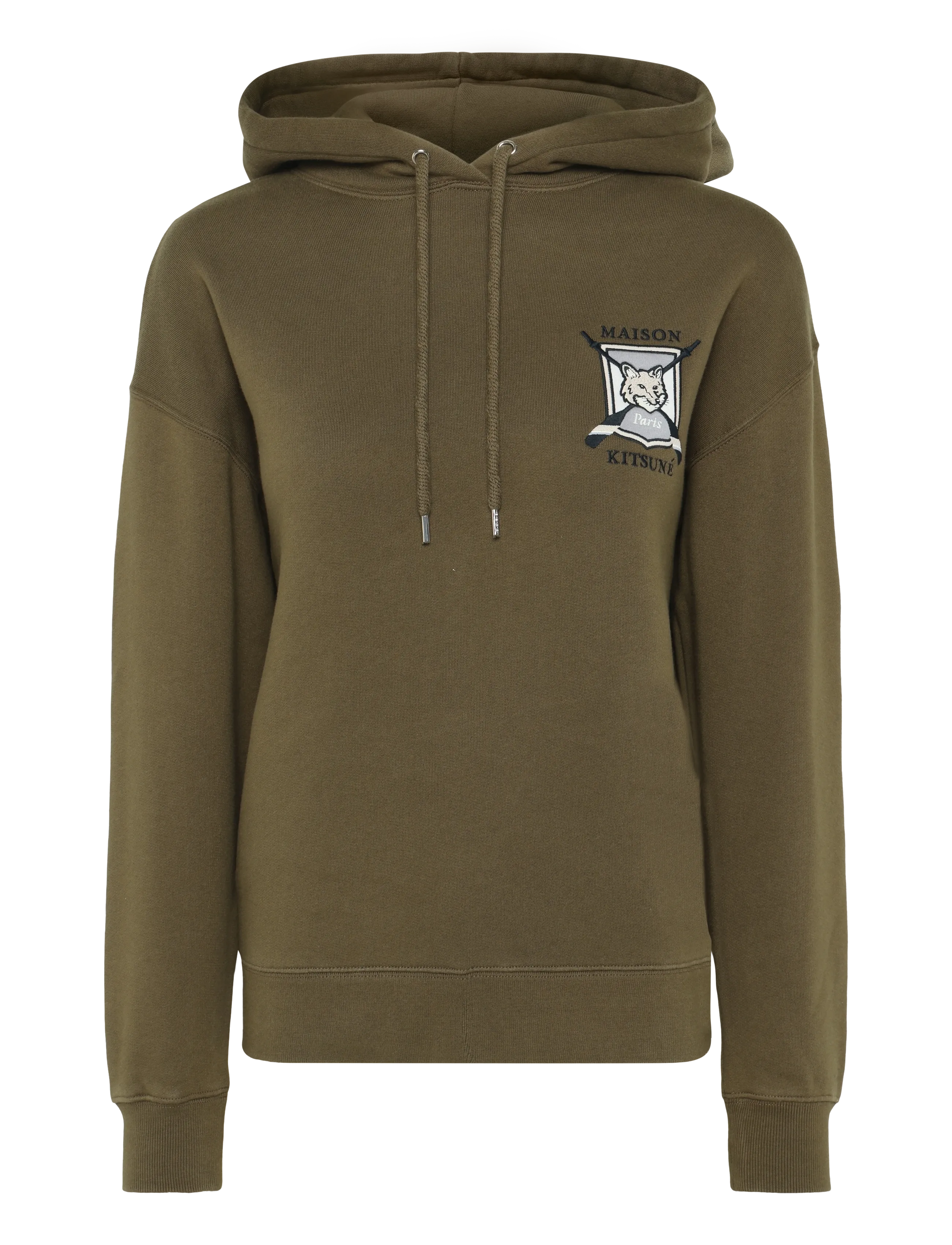 Maison Kitsune COLLEGE FOX EMBROIDERED COMFORT HOODIE - Džemperiai - KHAKI / khaki/green