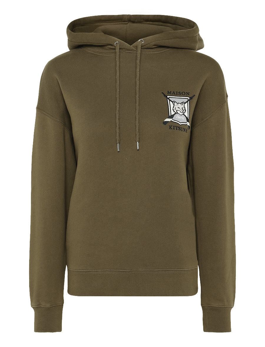 Maison Kitsune - COLLEGE FOX EMBROIDERED COMFORT HOODIE - hoodies - khaki - 1