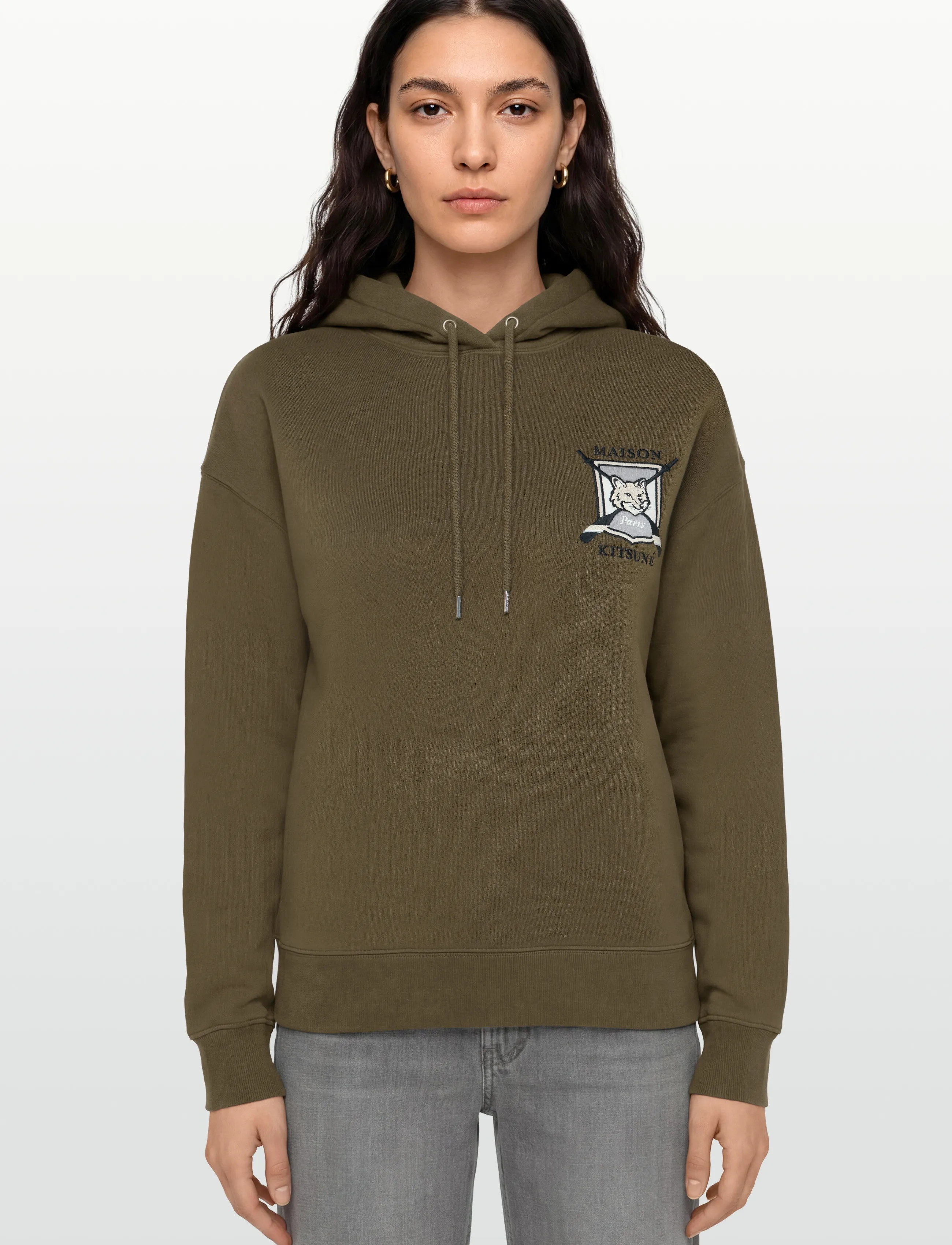 Maison Kitsune - COLLEGE FOX EMBROIDERED COMFORT HOODIE - hoodies - khaki - 3