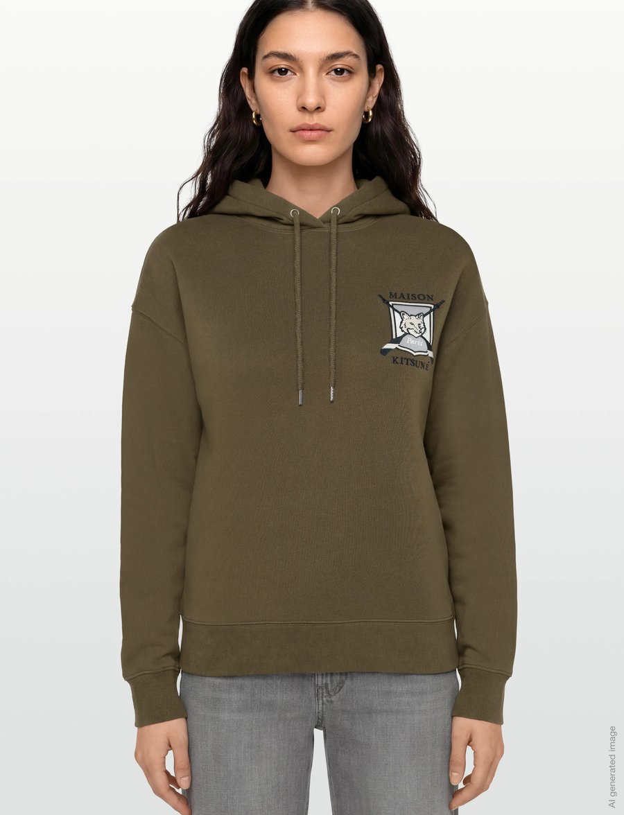 Maison Kitsune - COLLEGE FOX EMBROIDERED COMFORT HOODIE - hoodies - khaki - 3