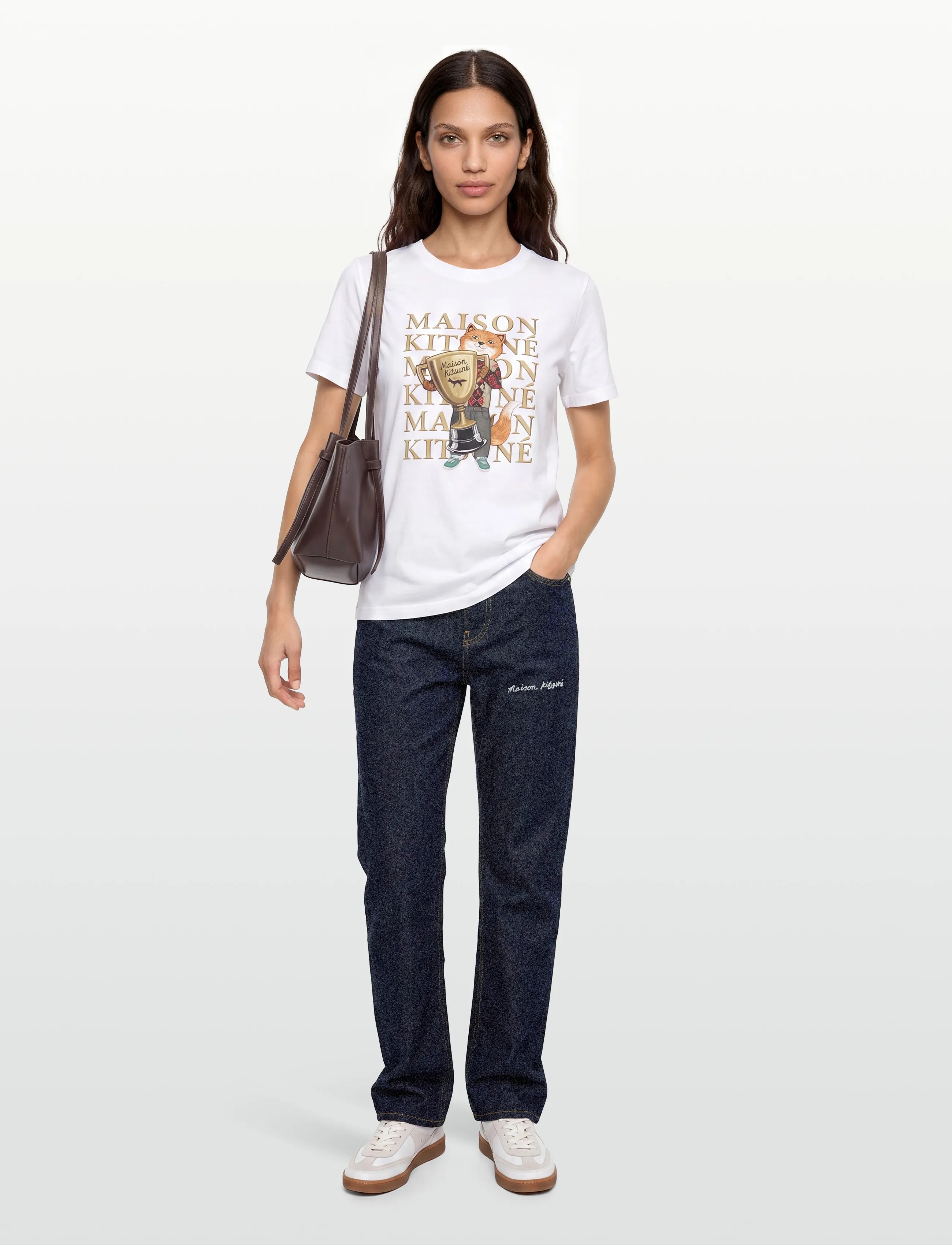 Maison Kitsune High Waisted Jeans, 30, Marineblau - Straight-regular, Frauen