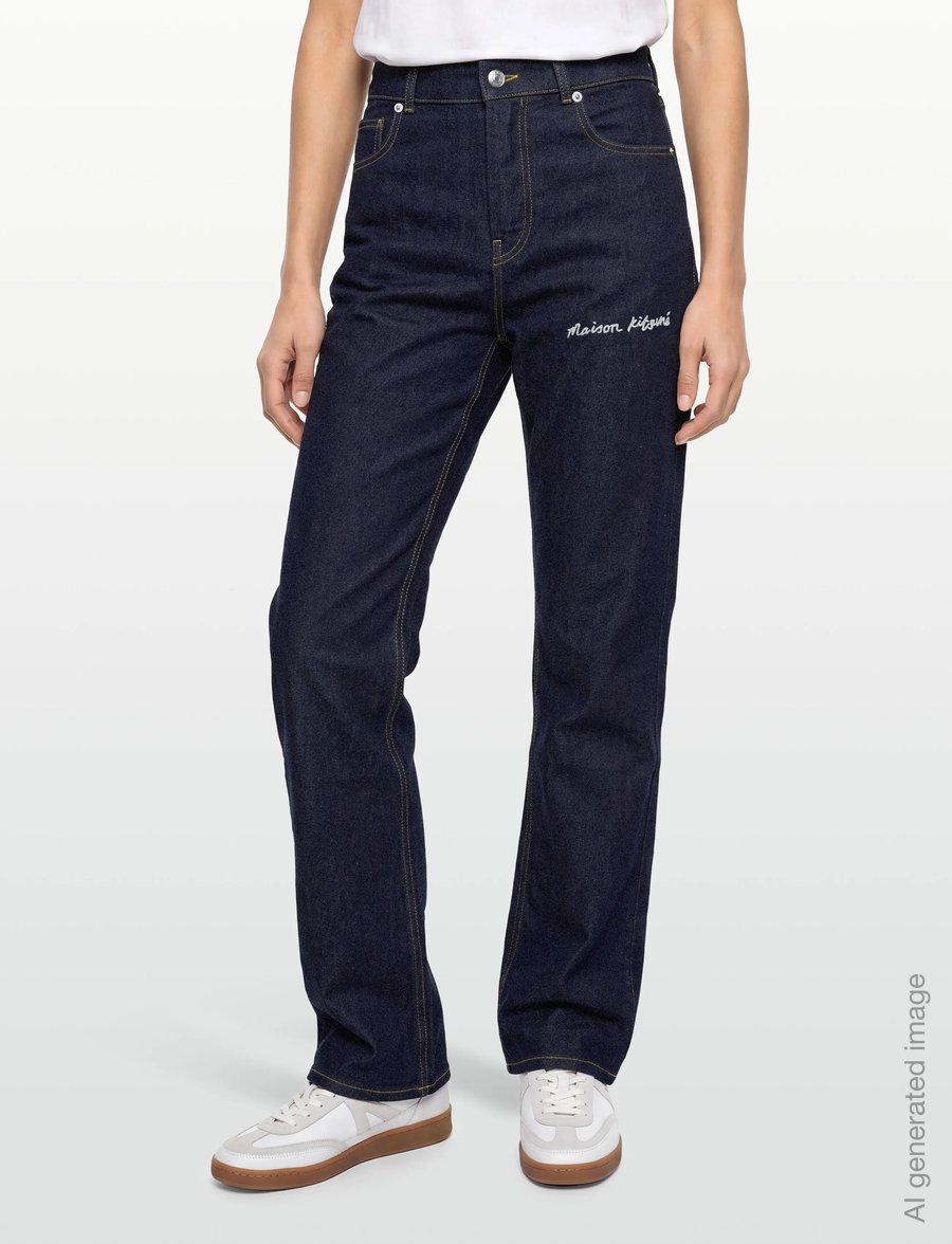 Maison Kitsune - HIGH WAISTED JEANS - igapäevane stiil - washed indigo - 3