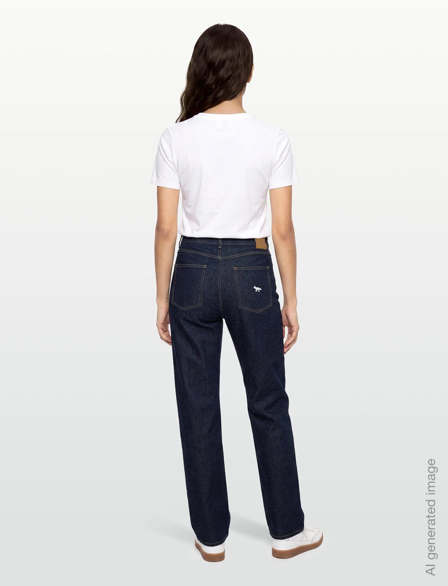 Maison Kitsune - HIGH WAISTED JEANS - igapäevane stiil - washed indigo - 4