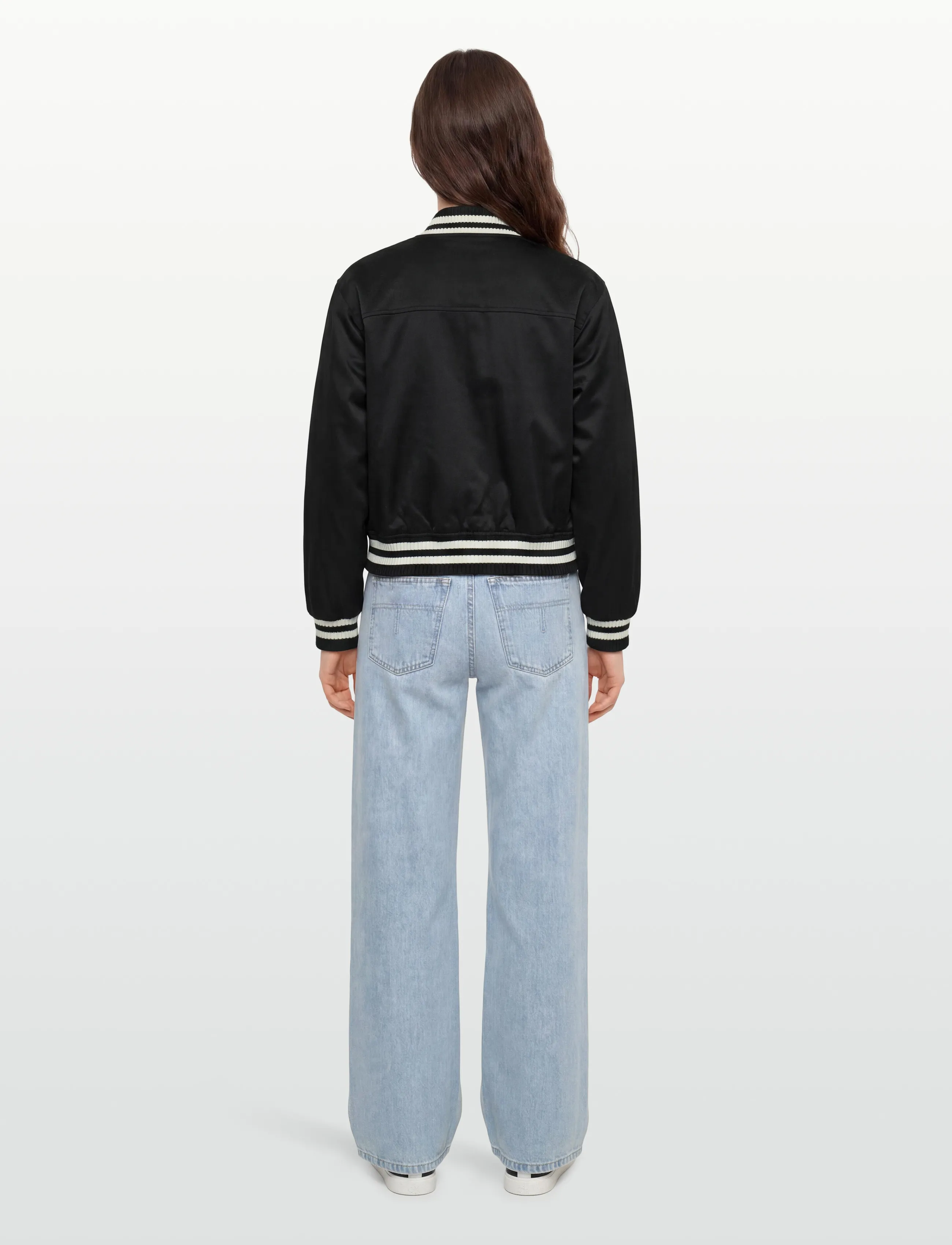 Maison Kitsune - TEDDY BLOUSON IN COTTON WITH GREY FOX HEAD - frühlingsjacken - black - 4