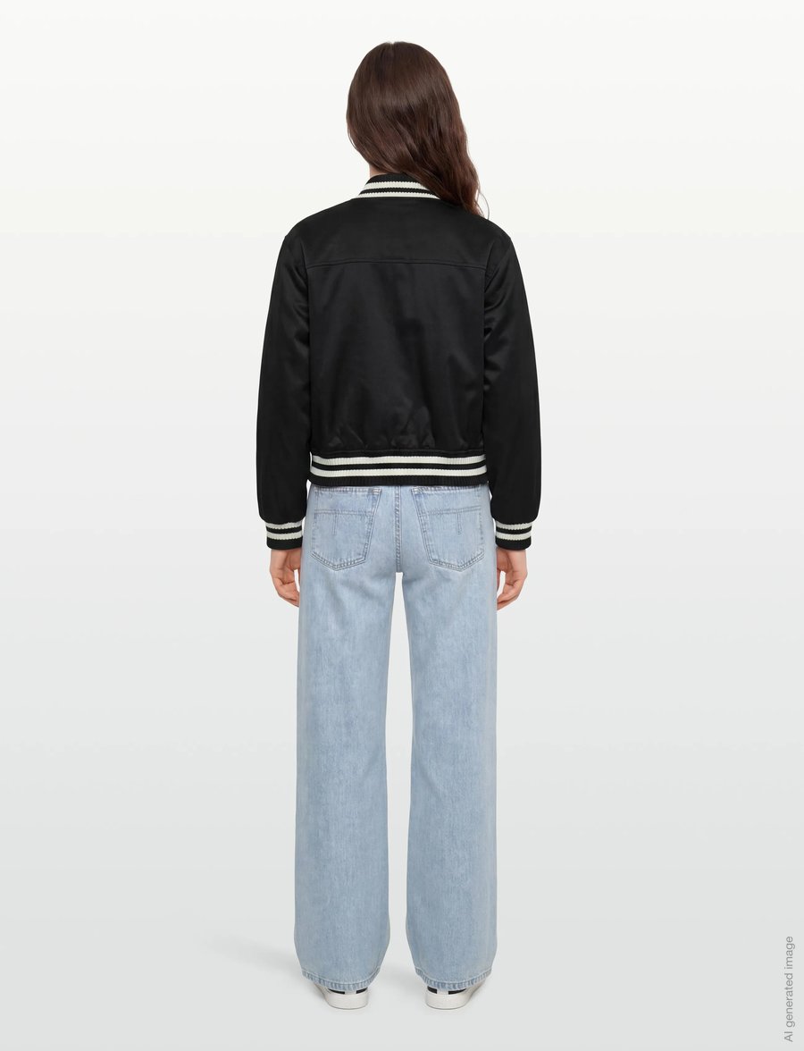 Maison Kitsune - TEDDY BLOUSON IN COTTON WITH GREY FOX HEAD - frühlingsjacken - black - 4