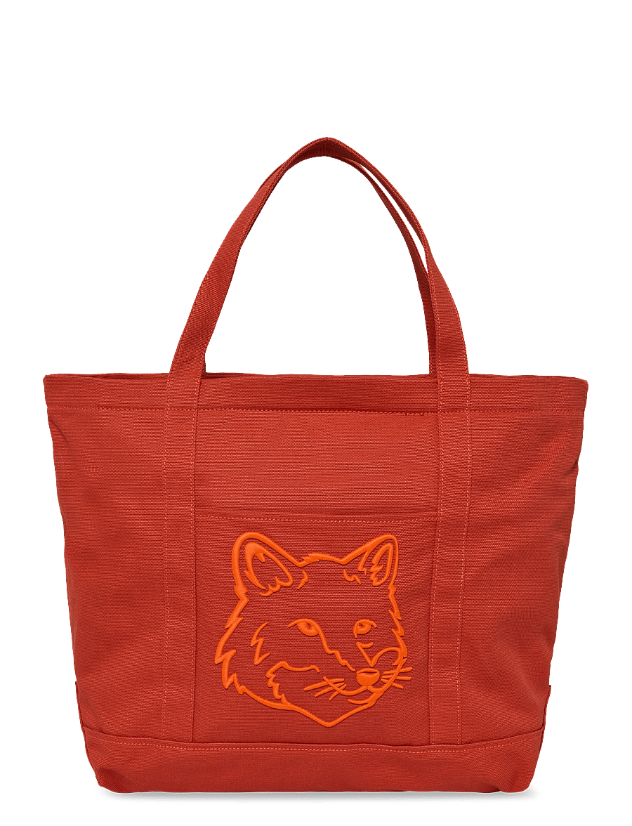 Maison Kitsune - BOLD FOX HEAD LARGE TOTE BAG - tote bags - burnt red - 0