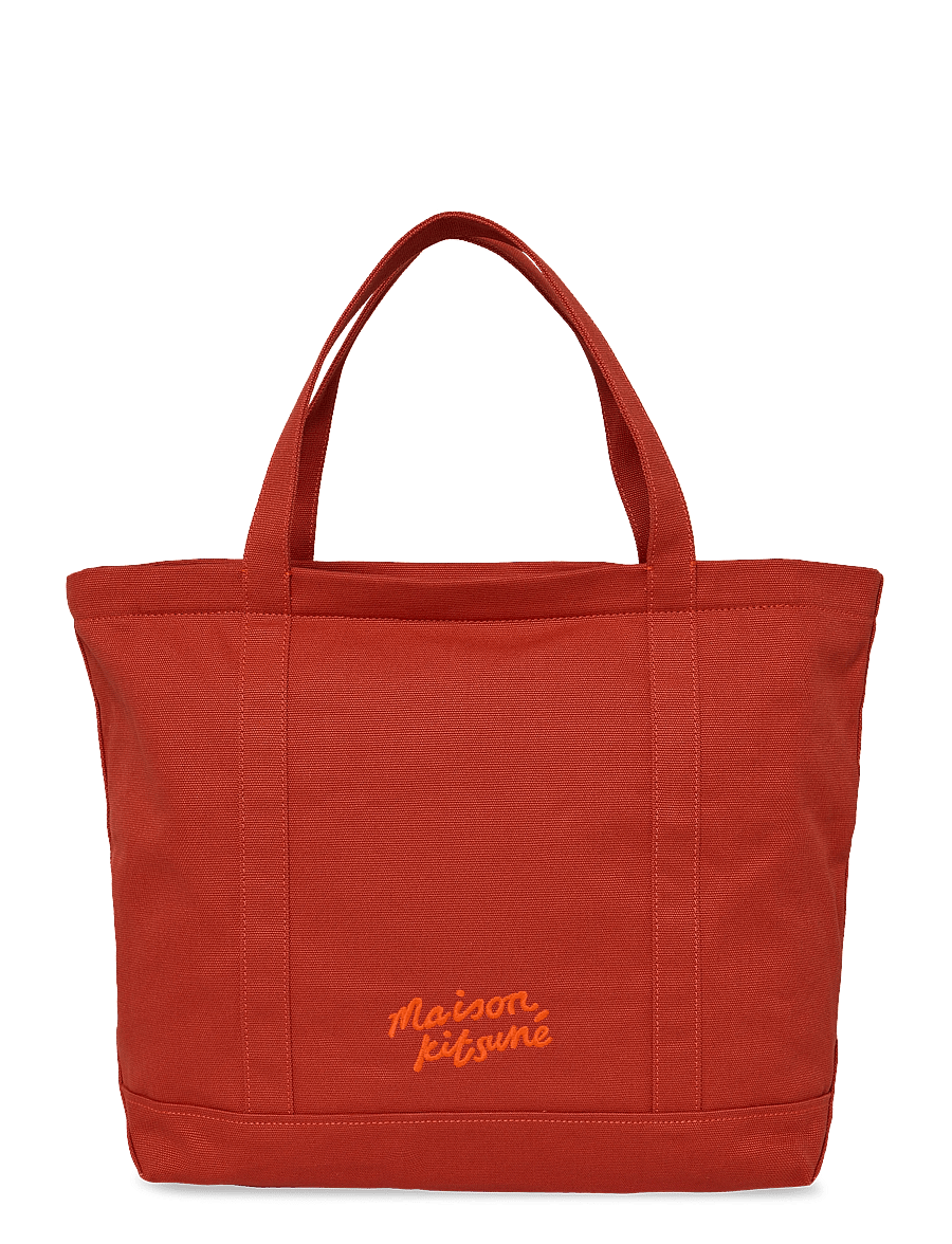 Maison Kitsune - BOLD FOX HEAD LARGE TOTE BAG - tote bags - burnt red - 1