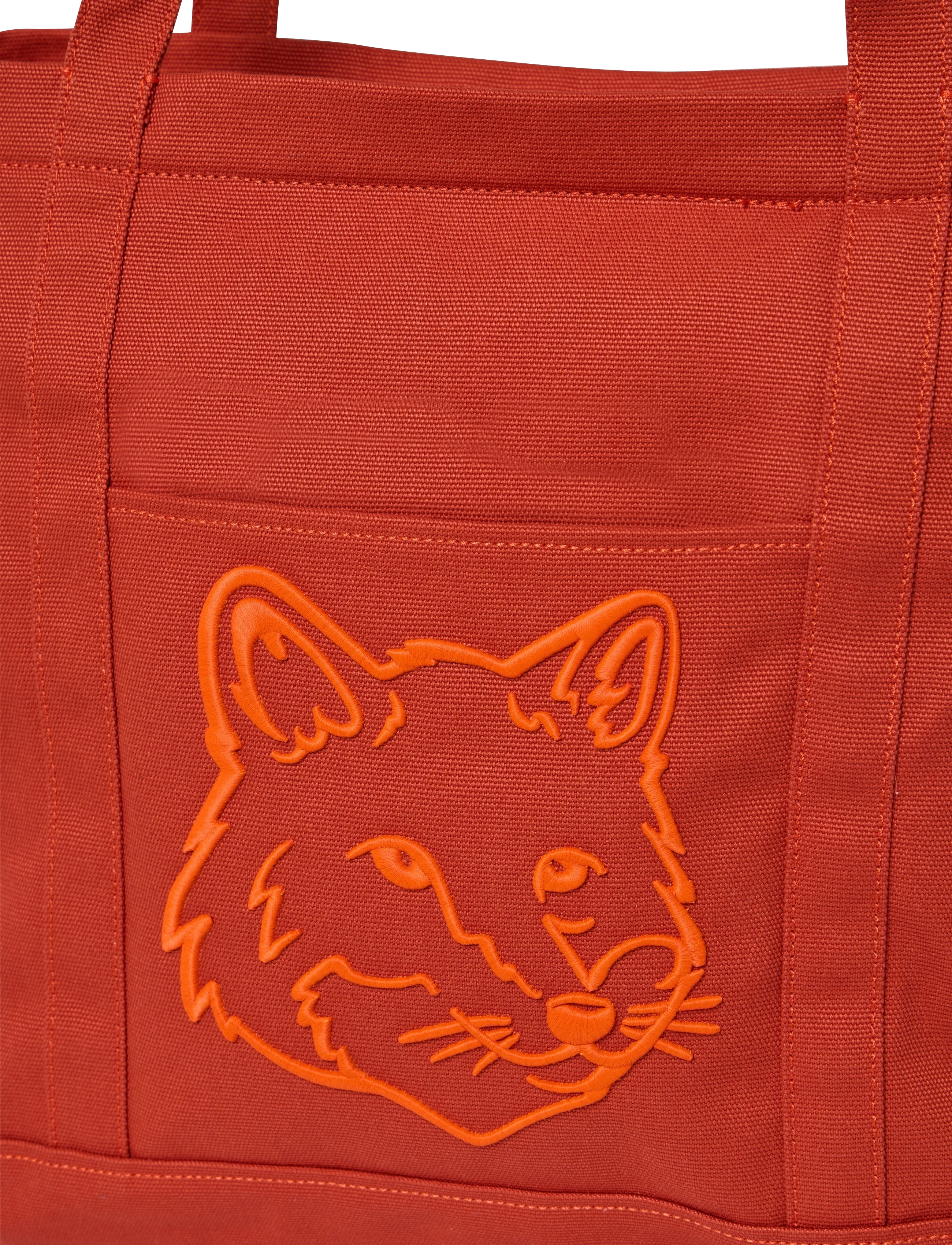 Maison Kitsune - BOLD FOX HEAD LARGE TOTE BAG - tote bags - burnt red - 2