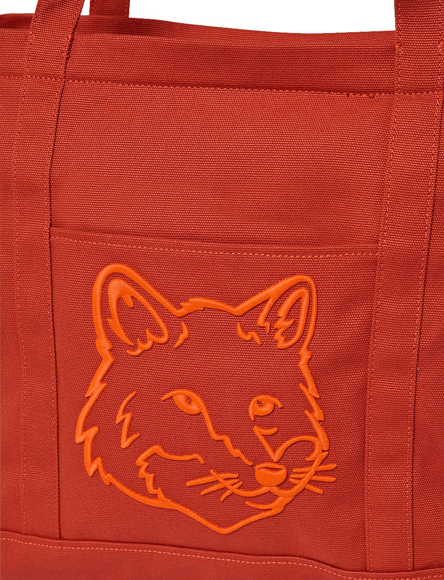 Maison Kitsune - BOLD FOX HEAD LARGE TOTE BAG - tote bags - burnt red - 2