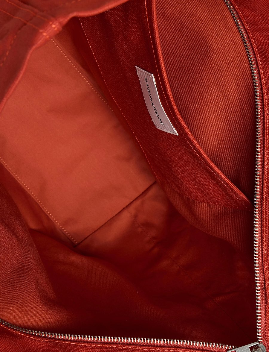 Maison Kitsune - BOLD FOX HEAD LARGE TOTE BAG - tote bags - burnt red - 3