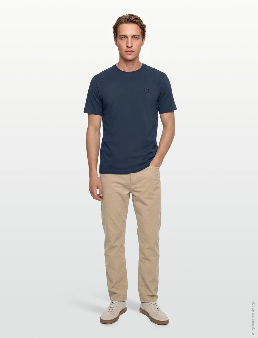Maison Kitsune - BOLD FOX HEAD PATCH COMFORT TEE SHIRT - kortärmade t-shirts - ink blue - 0