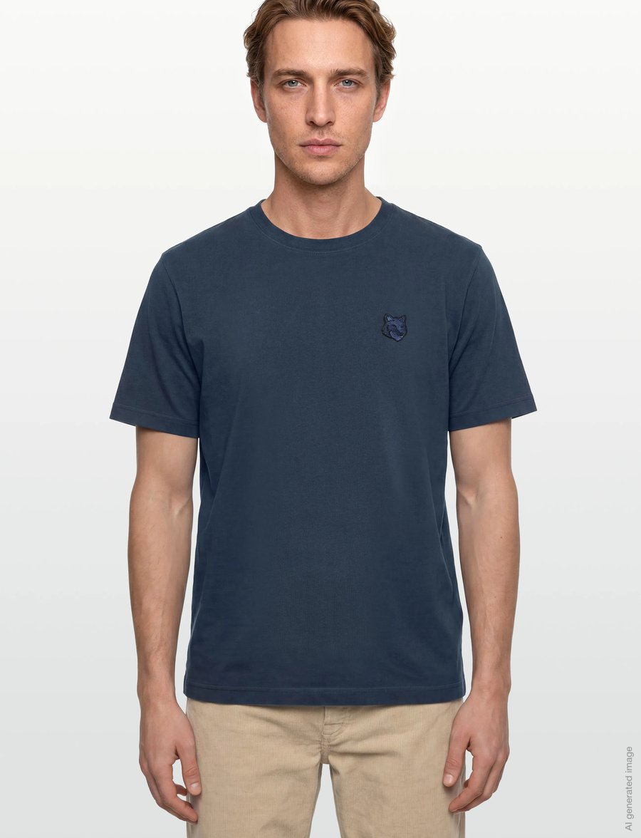 Maison Kitsune - BOLD FOX HEAD PATCH COMFORT TEE SHIRT - kortärmade t-shirts - ink blue - 3