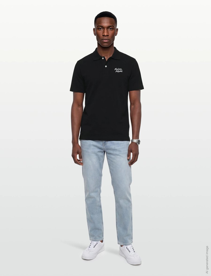 Maison Kitsune - MAISON KITSUNE HANDWRITING COMFORT POLO - kortärmade pikéer - black/white - 0