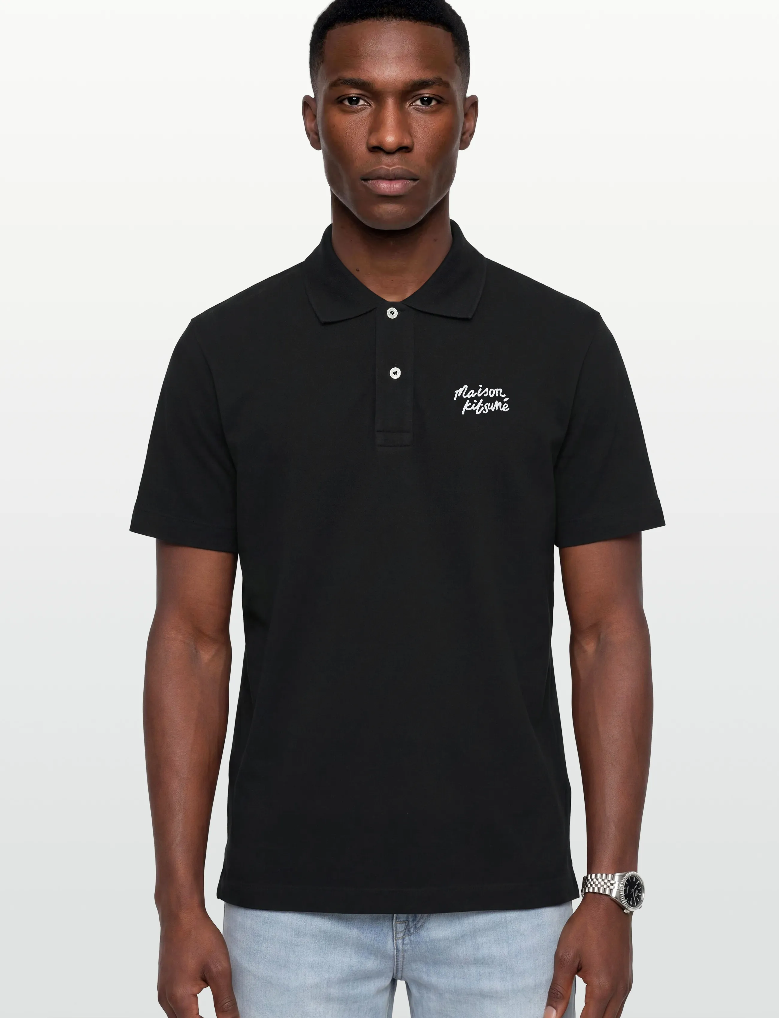 Maison Kitsune - MAISON KITSUNE HANDWRITING COMFORT POLO - kortärmade pikéer - black/white - 3