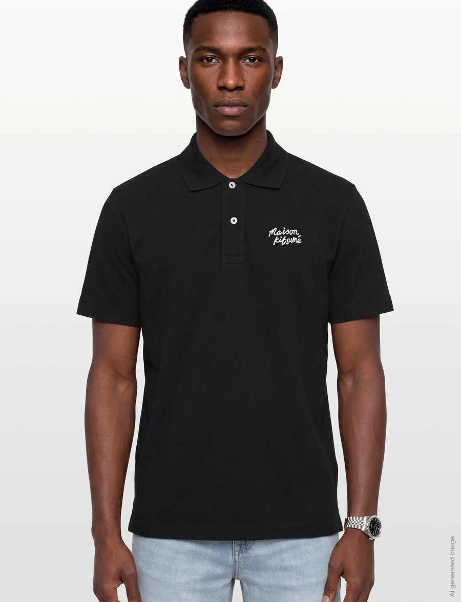 Maison Kitsune - MAISON KITSUNE HANDWRITING COMFORT POLO - kortärmade pikéer - black/white - 3