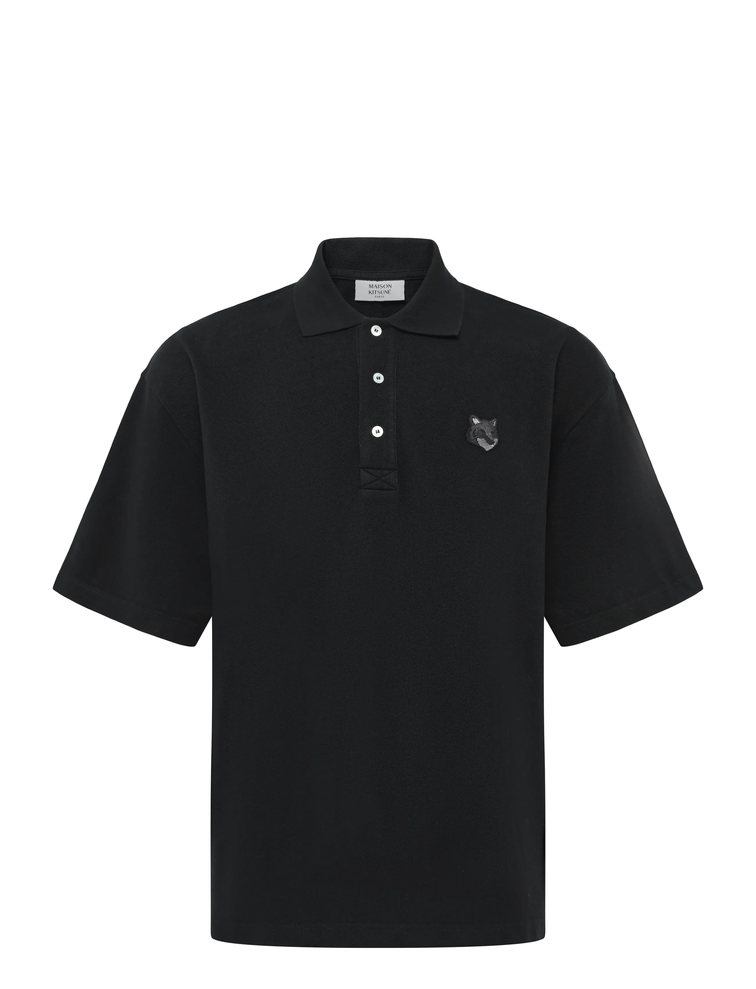 Maison Kitsune BOLD FOX HEAD PATCH OVERSIZE POLO - Pikéer - BLACK / black