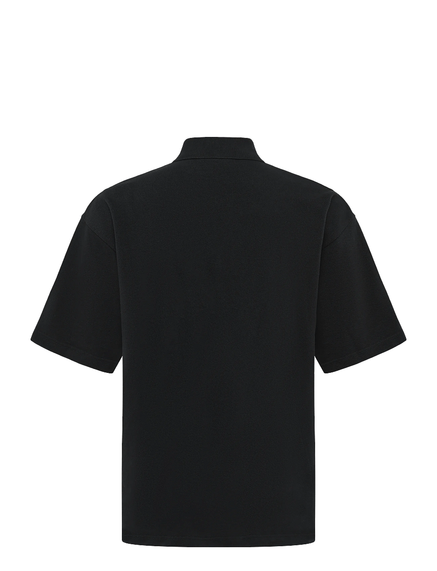 Maison Kitsune - BOLD FOX HEAD PATCH OVERSIZE POLO - langärmlige strick-polohemden - black - 1