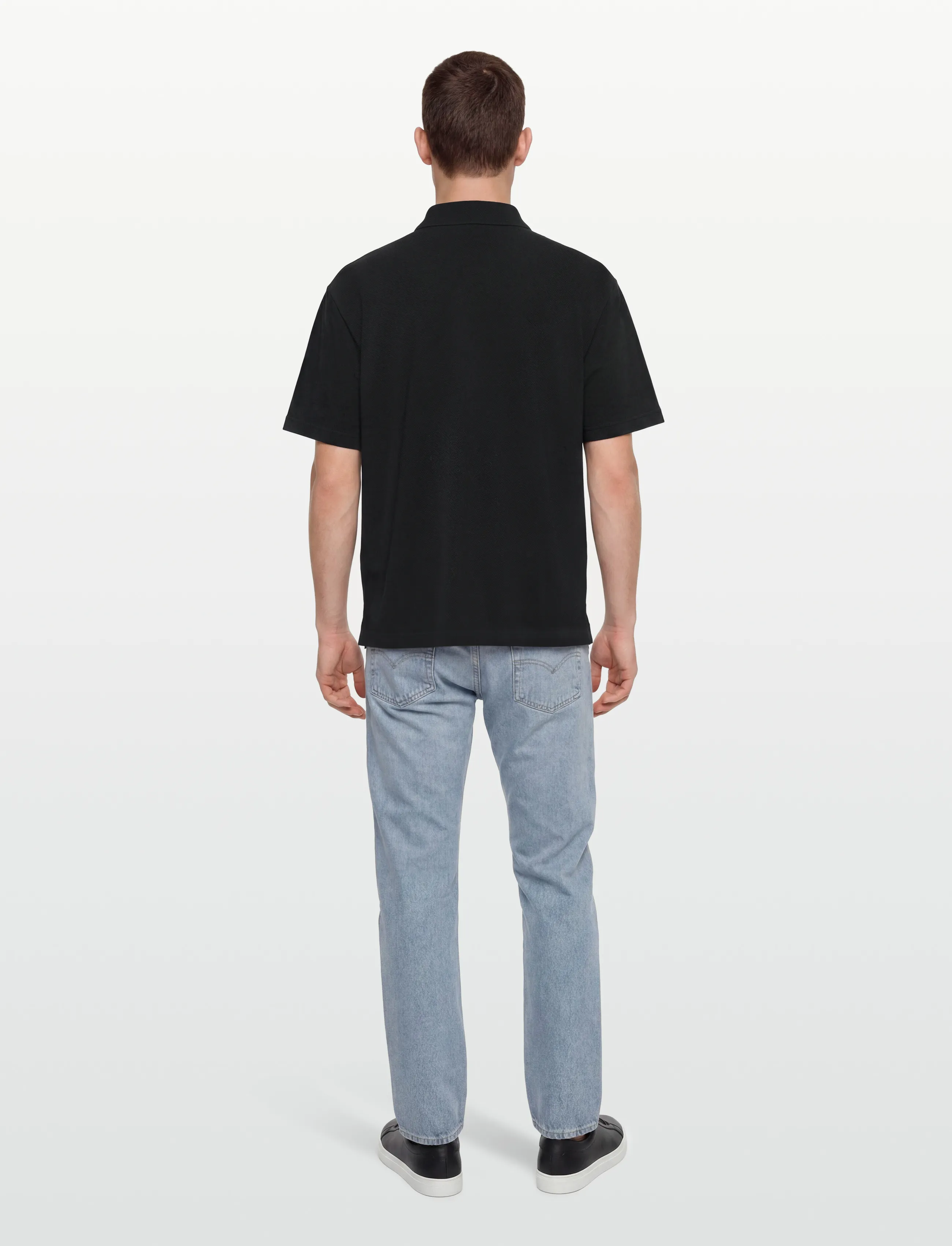 Maison Kitsune - BOLD FOX HEAD PATCH OVERSIZE POLO - kootud polosärgid - black - 4