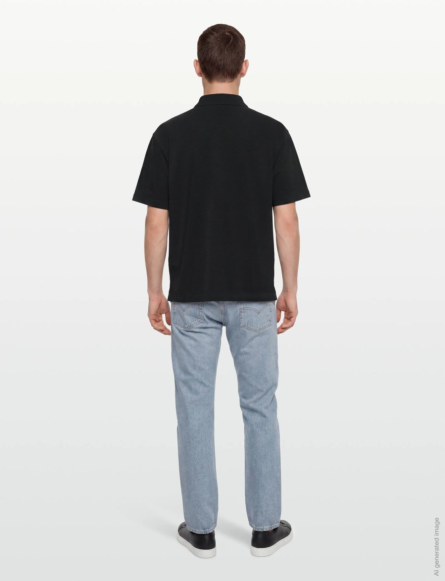 Maison Kitsune - BOLD FOX HEAD PATCH OVERSIZE POLO - kootud polosärgid - black - 4