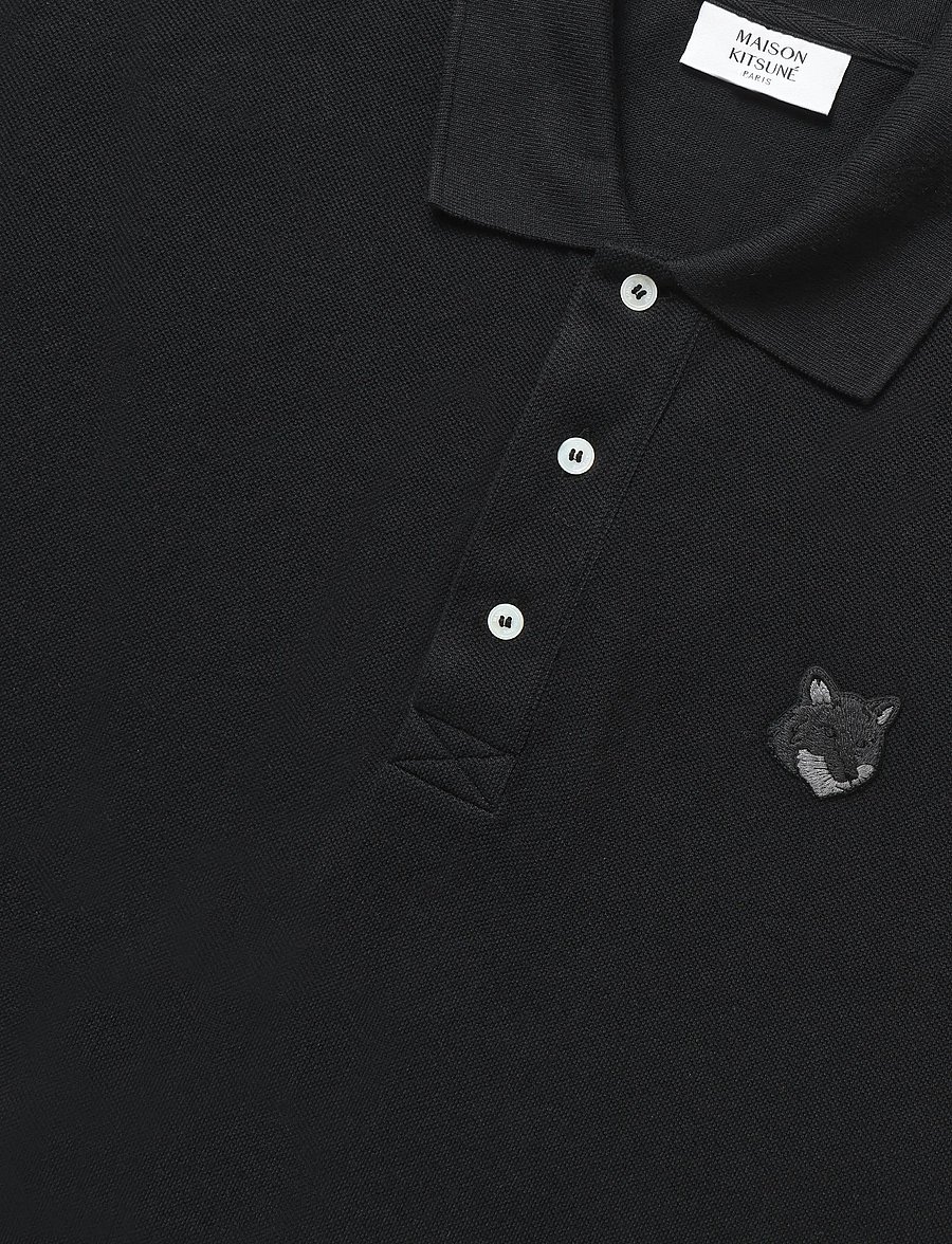 Maison Kitsune - BOLD FOX HEAD PATCH OVERSIZE POLO - langärmlige strick-polohemden - black - 2