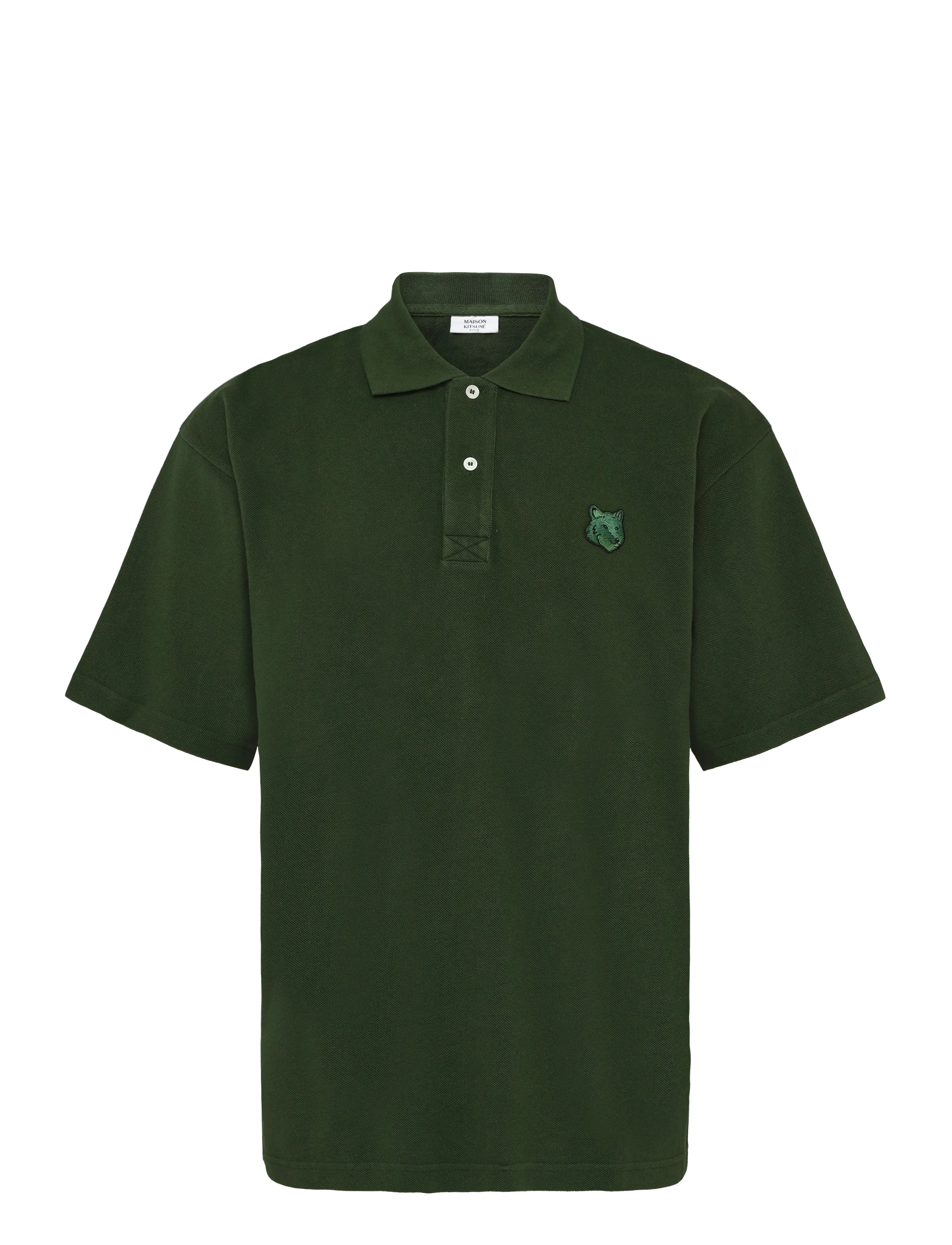 Maison Kitsune - BOLD FOX HEAD PATCH OVERSIZE POLO - ranger green - 1