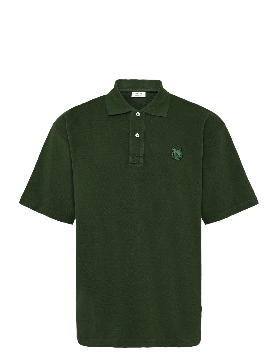 Maison Kitsune - BOLD FOX HEAD PATCH OVERSIZE POLO - kortärmade pikéer - ranger green - 1