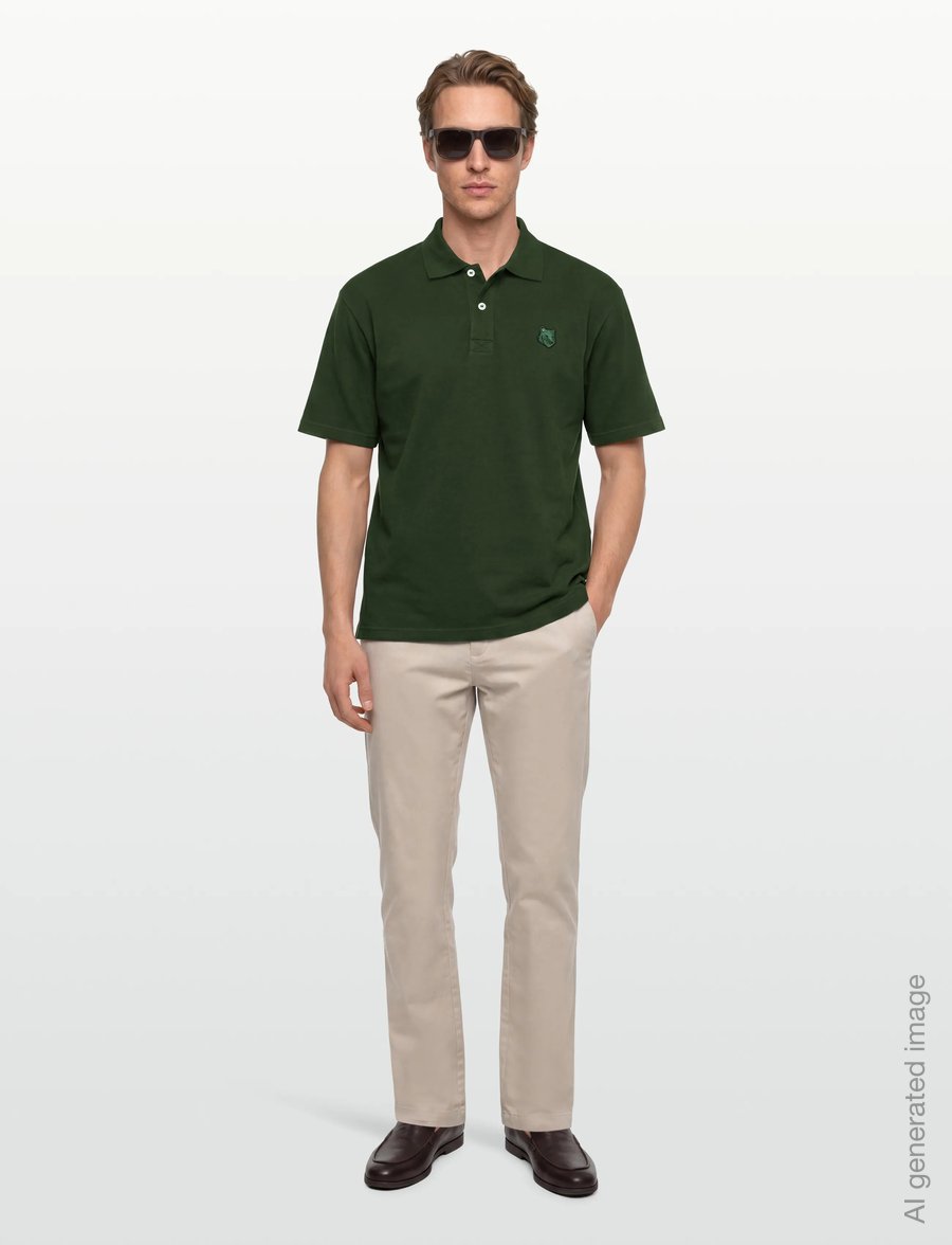 Maison Kitsune - BOLD FOX HEAD PATCH OVERSIZE POLO - kortärmade pikéer - ranger green - 0