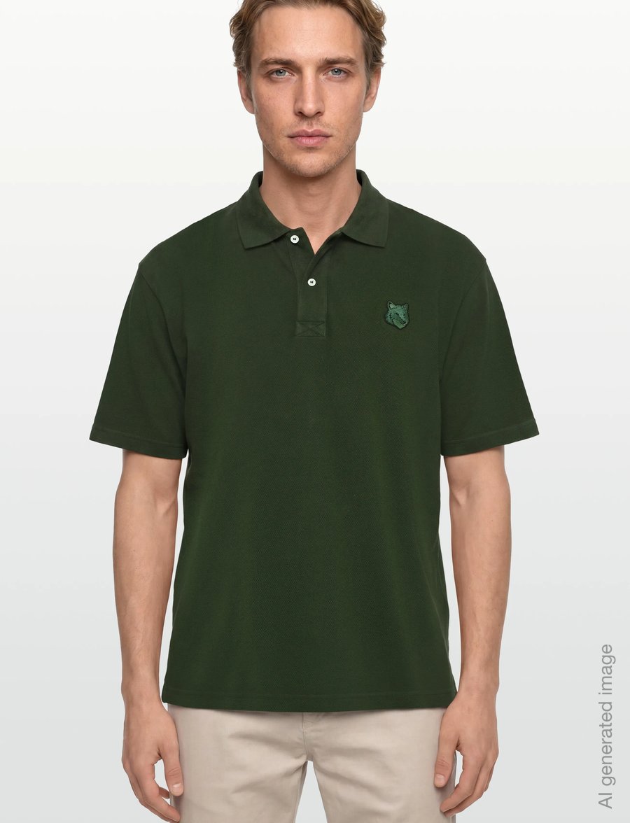 Maison Kitsune - BOLD FOX HEAD PATCH OVERSIZE POLO - kortärmade pikéer - ranger green - 3