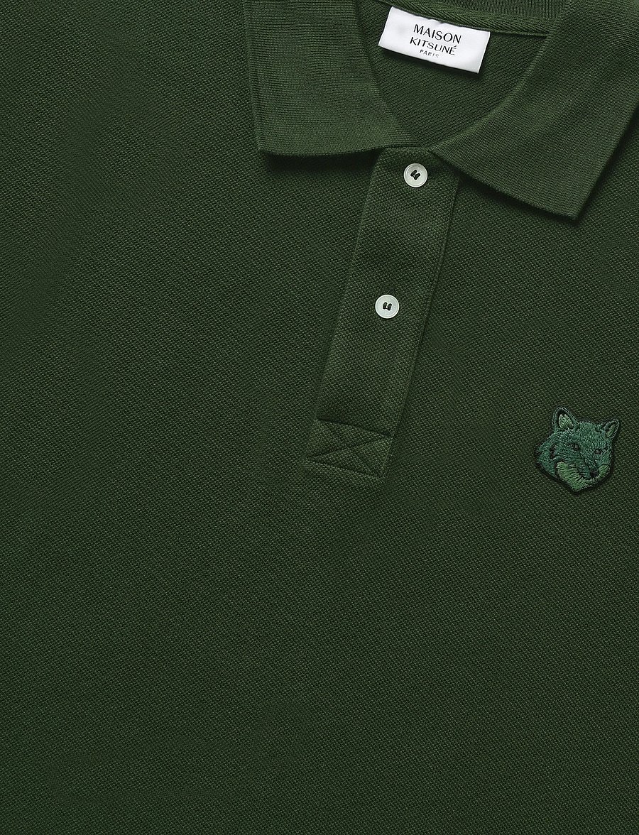 Maison Kitsune - BOLD FOX HEAD PATCH OVERSIZE POLO - kortärmade pikéer - ranger green - 5