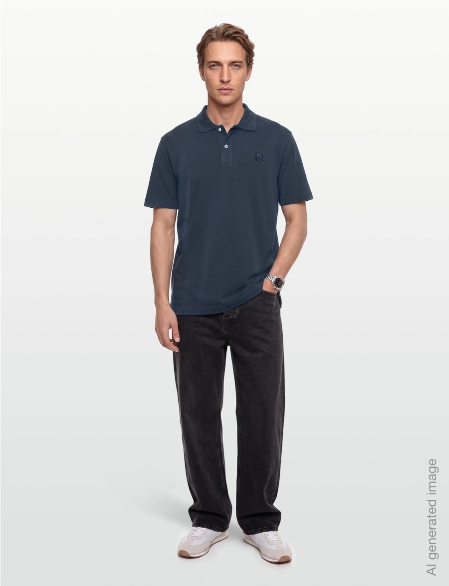 Maison Kitsune - BOLD FOX HEAD PATCH COMFORT POLO - short-sleeved polos - ink blue - 0