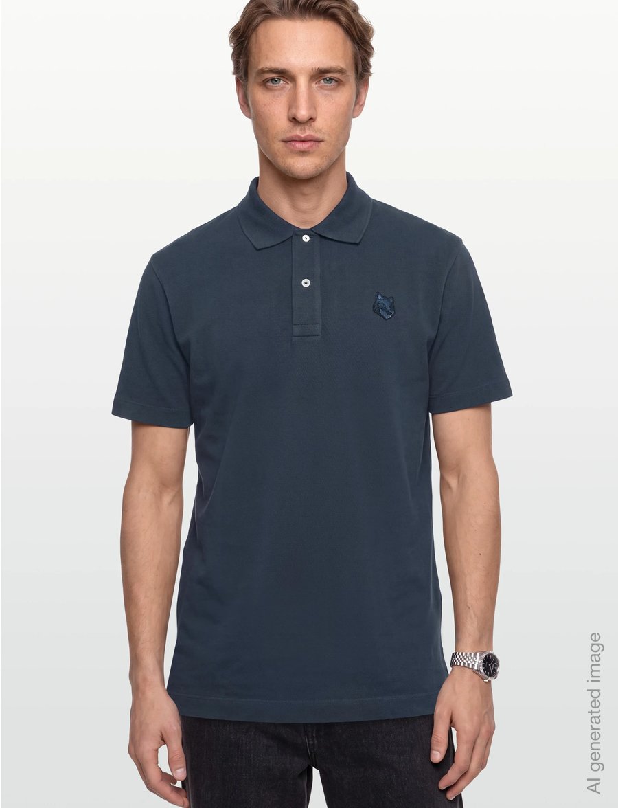 Maison Kitsune - BOLD FOX HEAD PATCH COMFORT POLO - short-sleeved polos - ink blue - 3