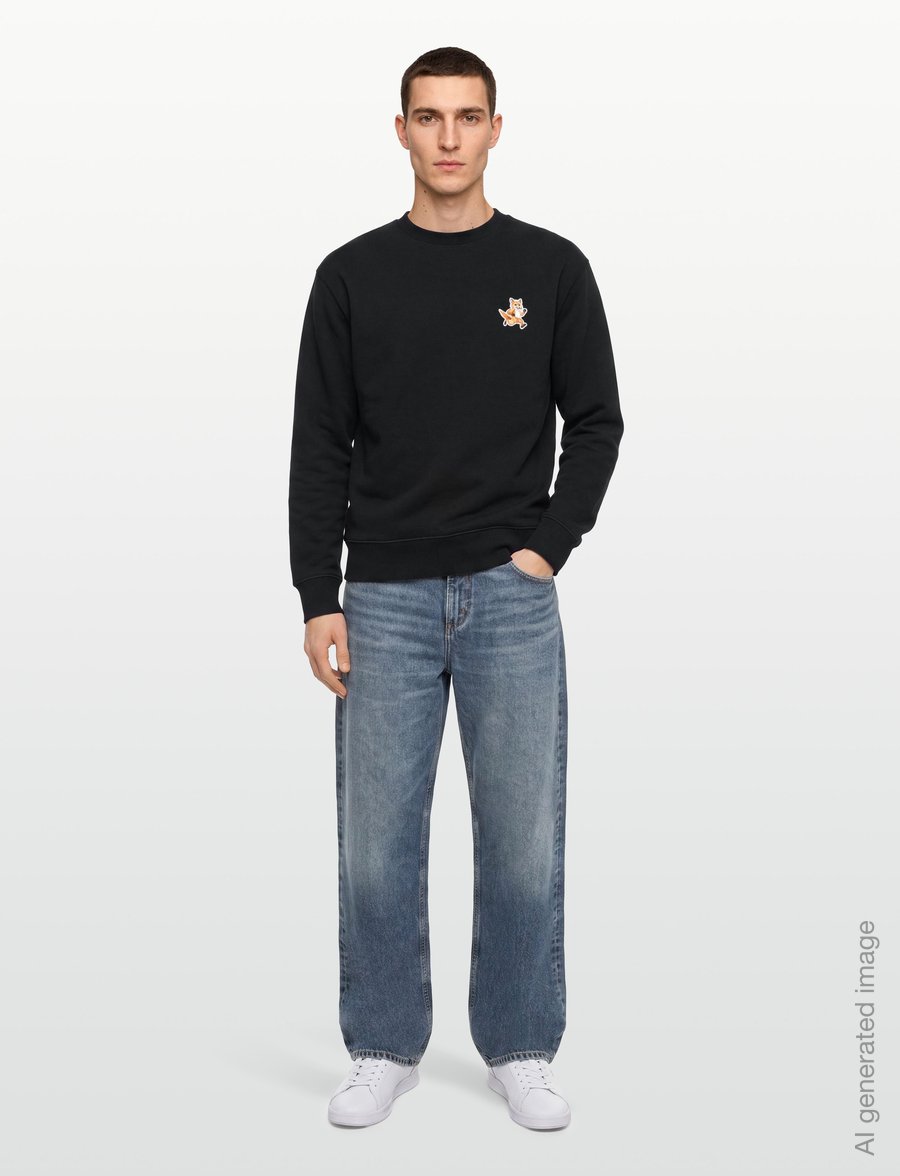 Maison Kitsune - SPEEDY FOX PATCH COMFORT SWEATSHIRT - tøj - black - 0