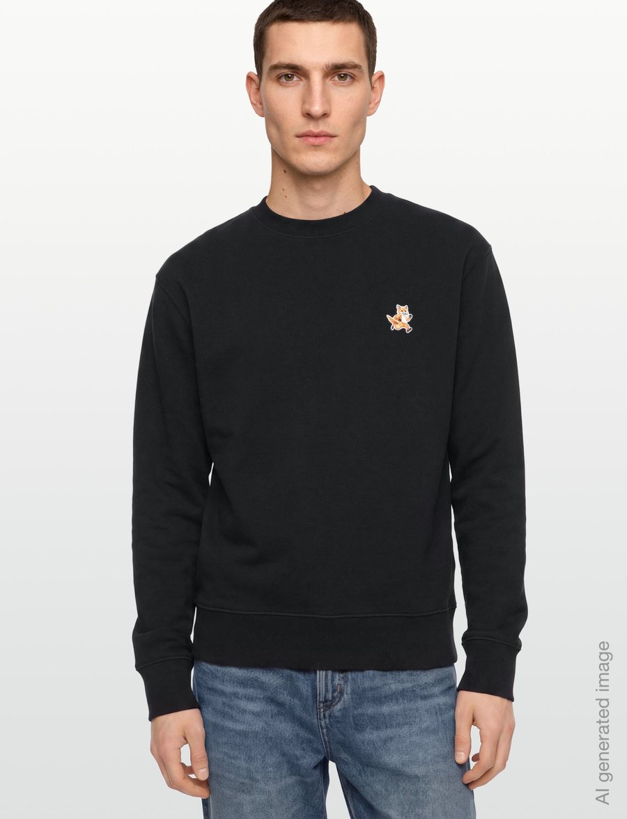 Maison Kitsune - SPEEDY FOX PATCH COMFORT SWEATSHIRT - tøj - black - 3
