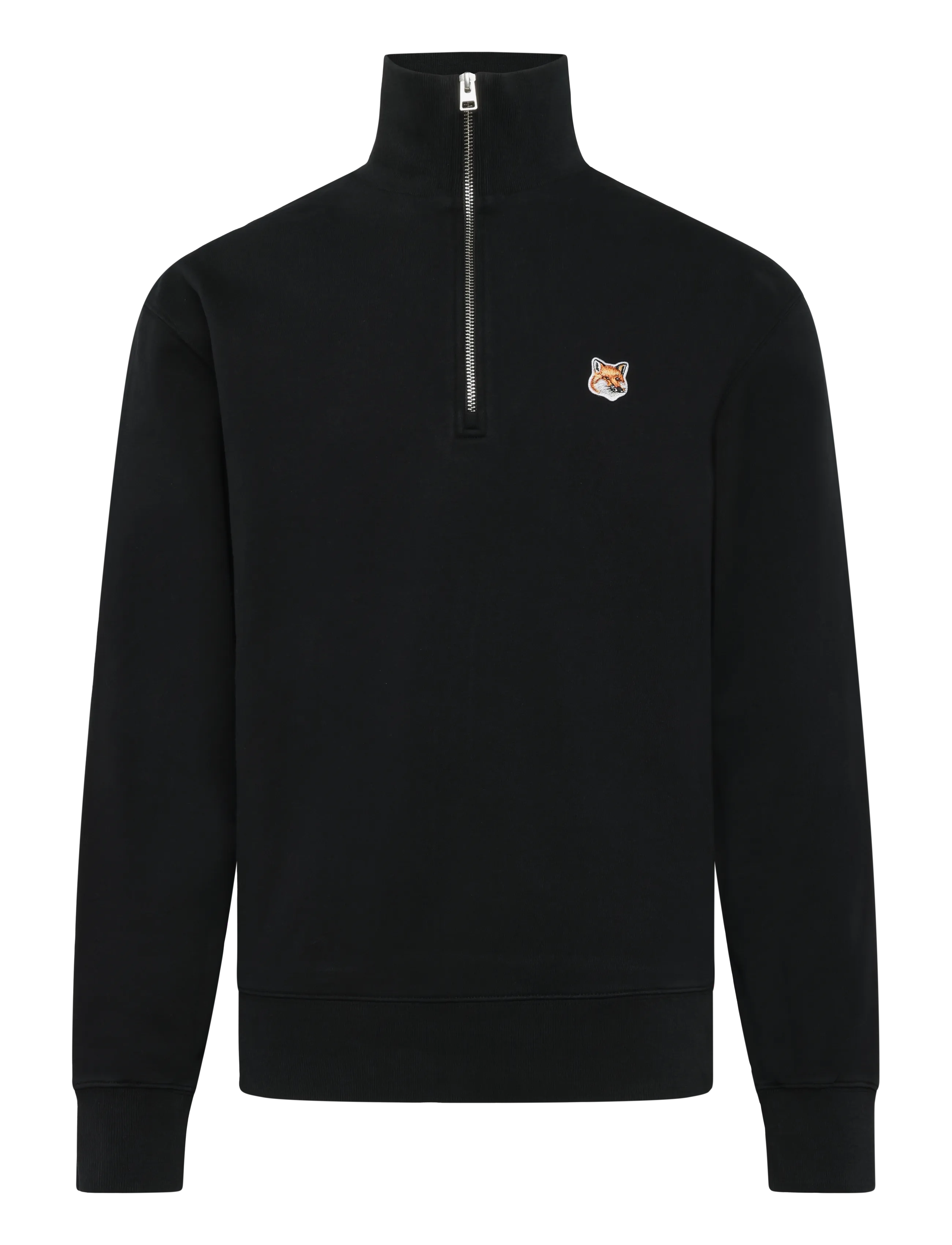 Maison Kitsune FOX HEAD PATCH COMFORT HALF ZIP SWEATSHIRT - Half zip-tröjor - BLACK / black
