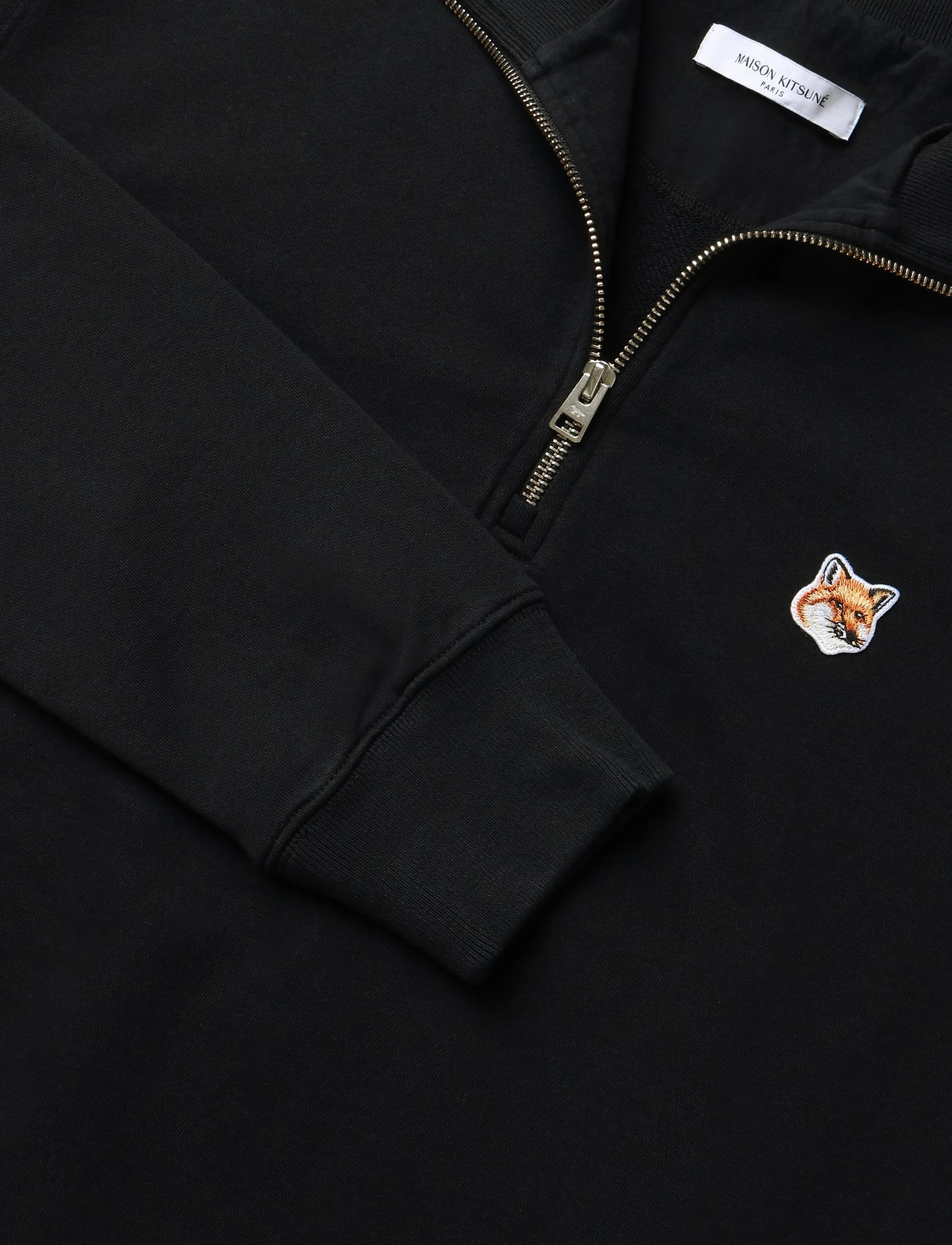 Maison Kitsune - FOX HEAD PATCH COMFORT HALF ZIP SWEATSHIRT - black - 2